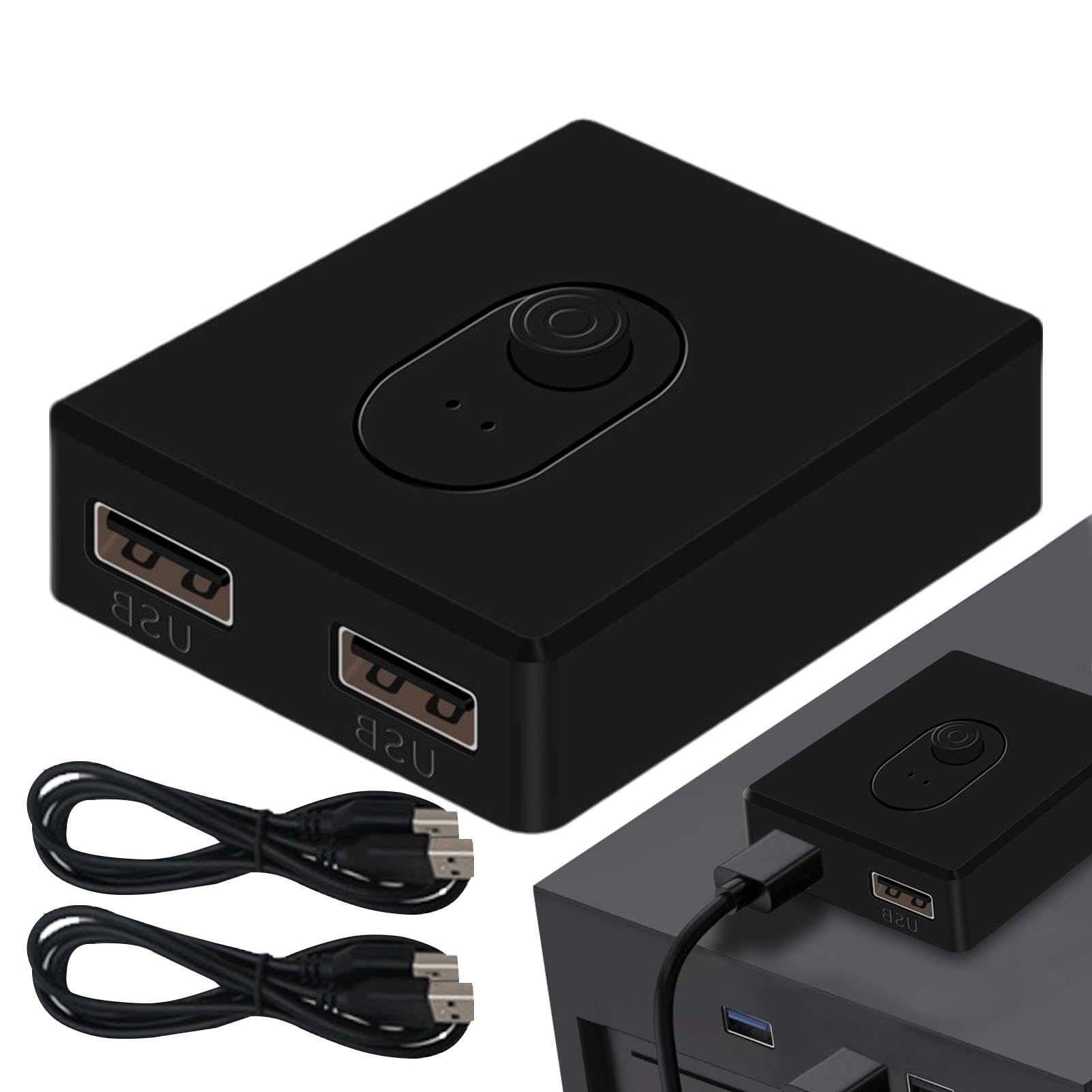 USB Switch 2 in 1 Out / 1 in 2 Out - Bidirectional Sharing Hub for PC, Mouse, Keyboard, Printer & Scanner - Plug and Play USB Switcher for Home Office & Gaming Setup