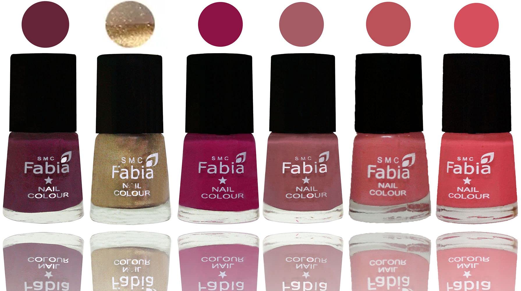 SMC Fabia Shine Bright Glossy Nail Polish Set - 6 Vibrant Colors (02705) | Long-Lasting & Chip-Resistant Nail Paint for Salon-Quality Manicures at Home, Parties & Special Occasions