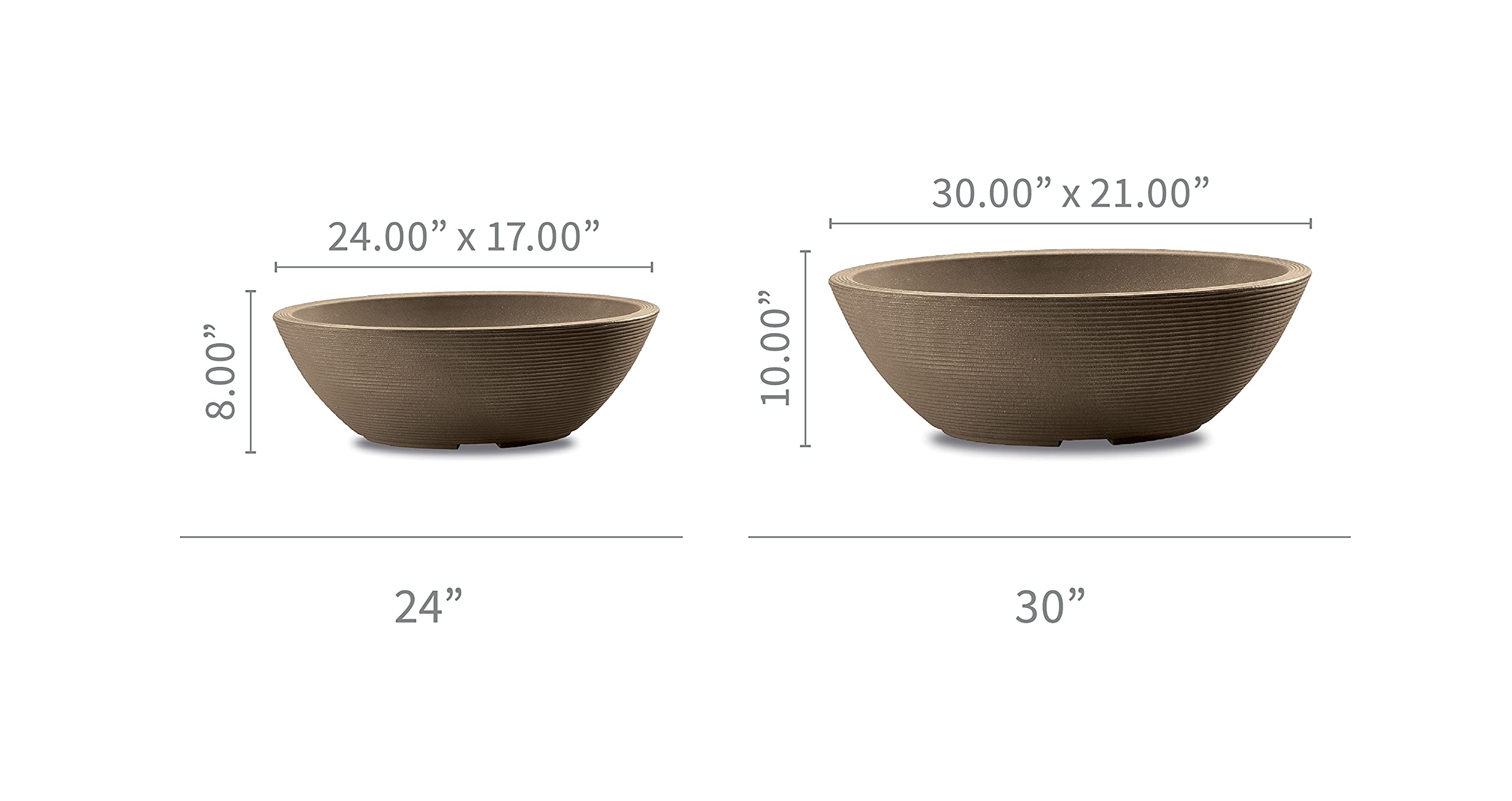 **Delano Oval Bowl 30-Inch Double-Walled Plant Pot – Old Bronze | Crescent Garden | Indoor & Outdoor Decorative Planter for Patio, Garden, or Home Décor**
