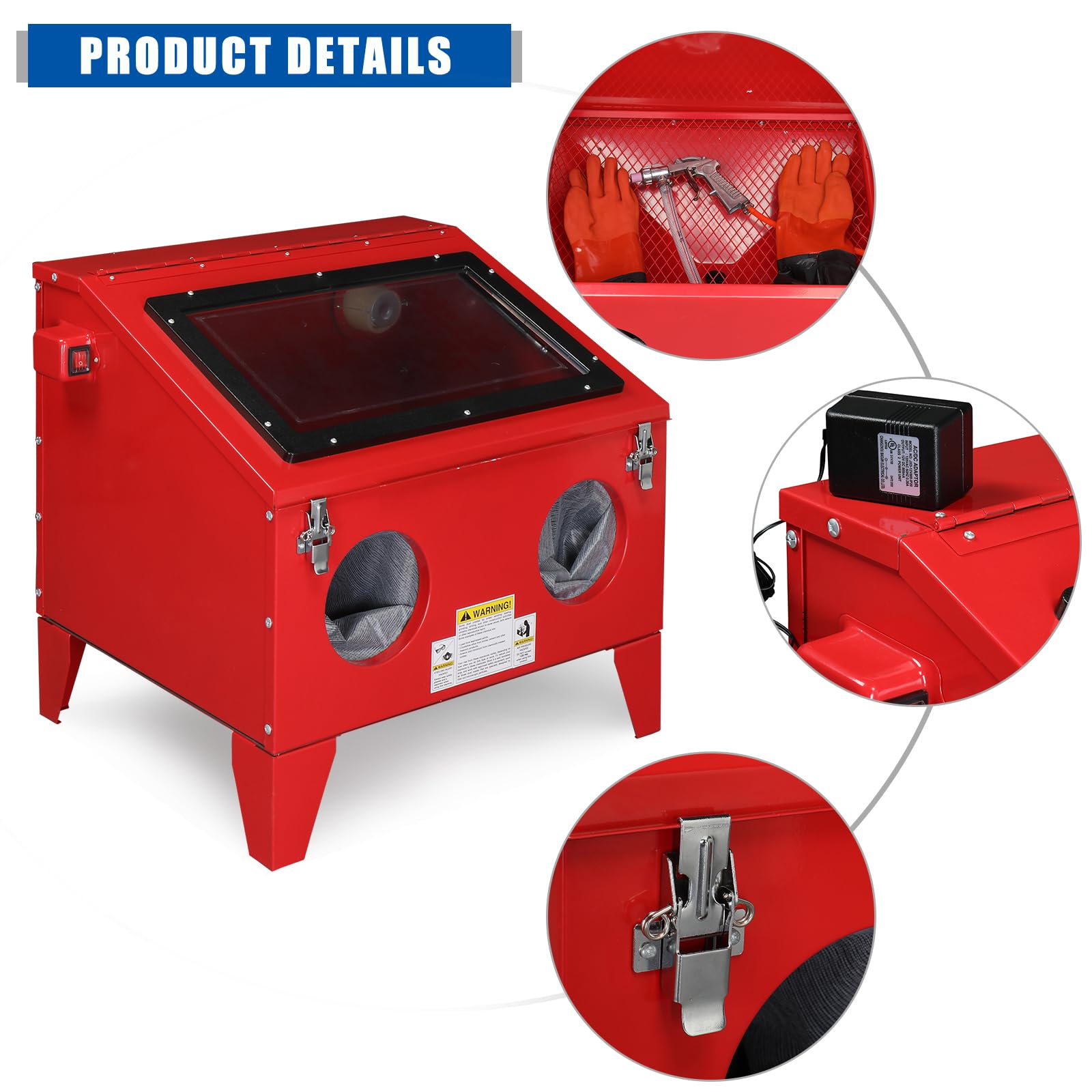 40 Gallon Portable Bench Top Sand Blasting Cabinet - Heavy Duty Steel Air Sandblaster with Spray Gun (60-125PSI/6-25CFM) for Rust, Paint & Stain Removal - Ideal for Automotive, Metalworking & DIY Projects