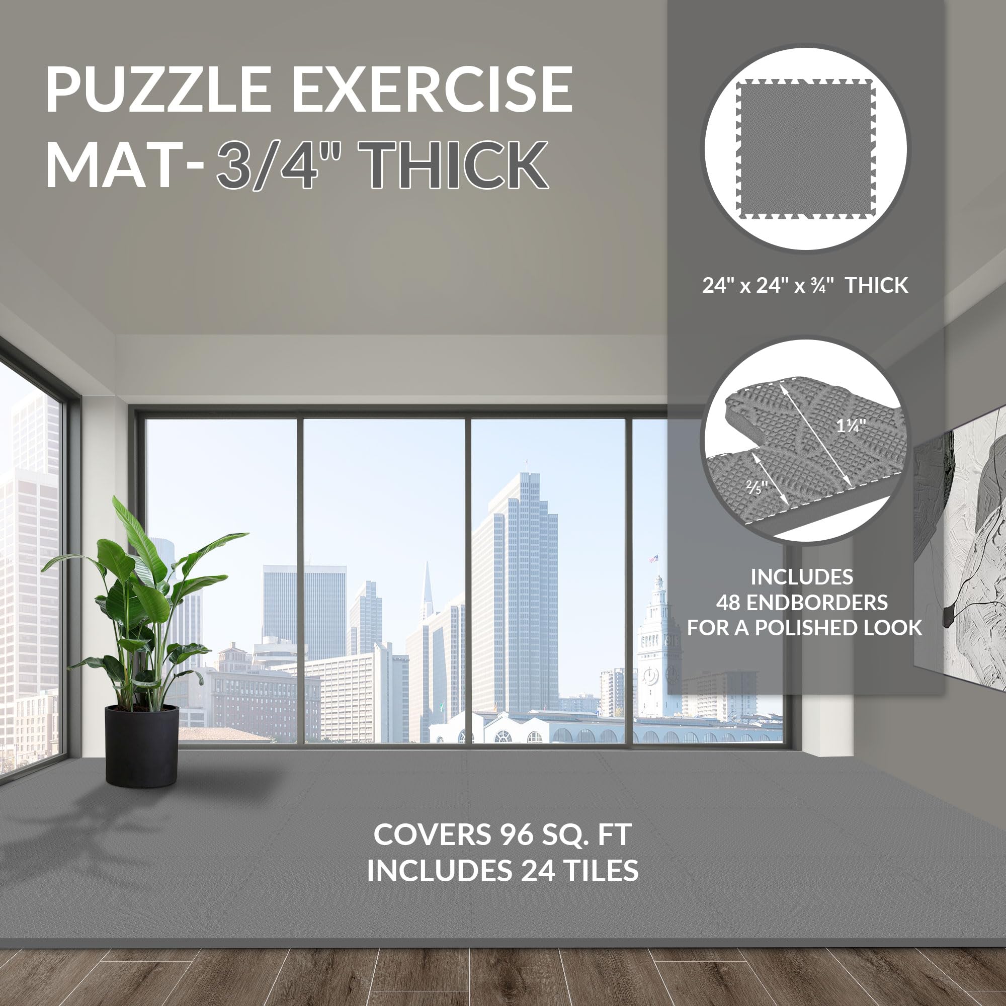 Signature Fitness EVA Foam Interlocking Puzzle Exercise Mat - Non-Slip Floor Tiles for MMA, Yoga, Gymnastics & Home Gym - Durable Protective Flooring in Multiple Sizes - Perfect for Workouts, Playrooms & Garage Gyms