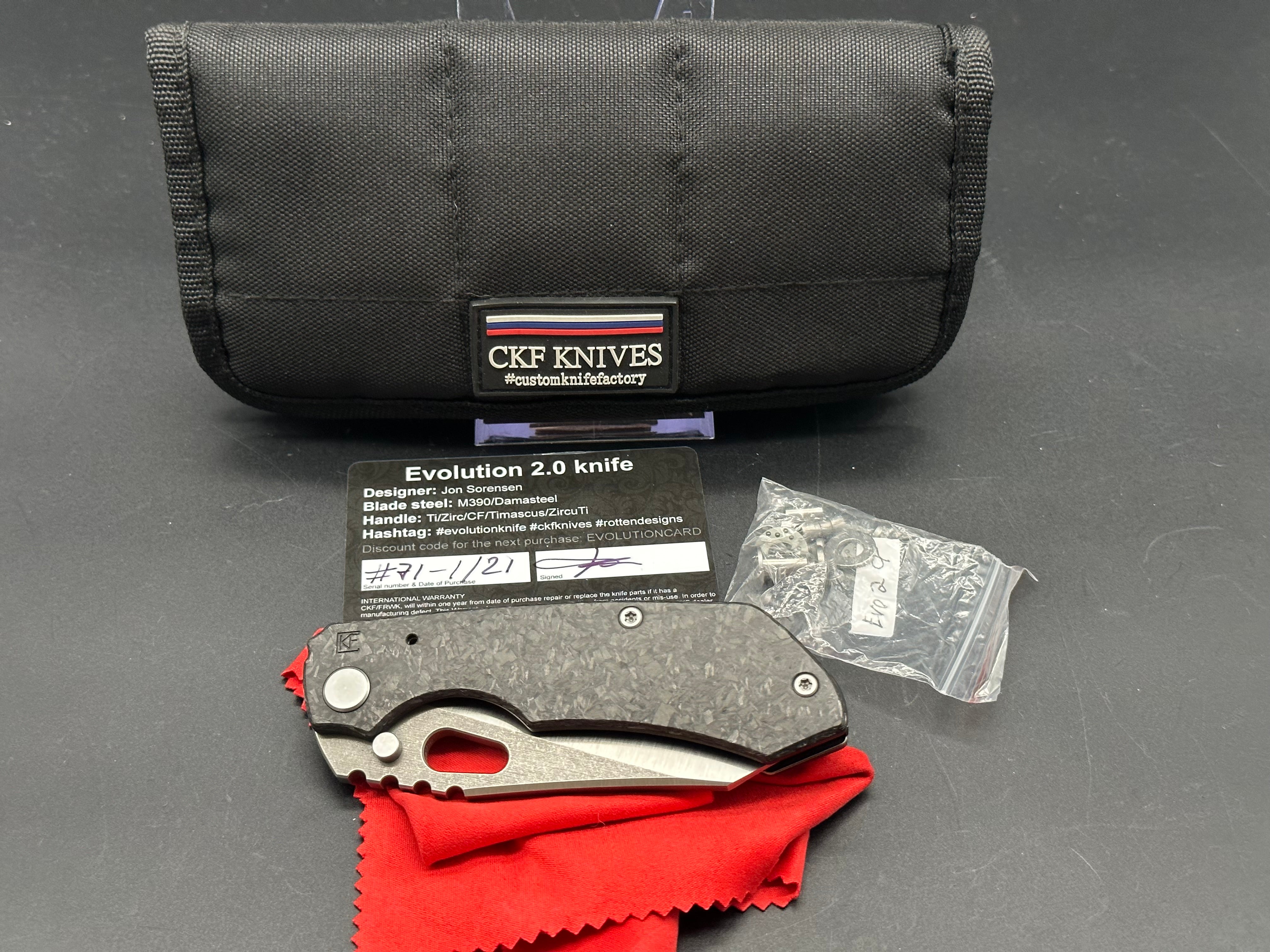CKF Custom Knife Factory Evolution 2.0 CF #71 - Premium Folding Pocket Knife with Carbon Fiber Handle - Perfect for EDC, Outdoor Adventures & Collectors