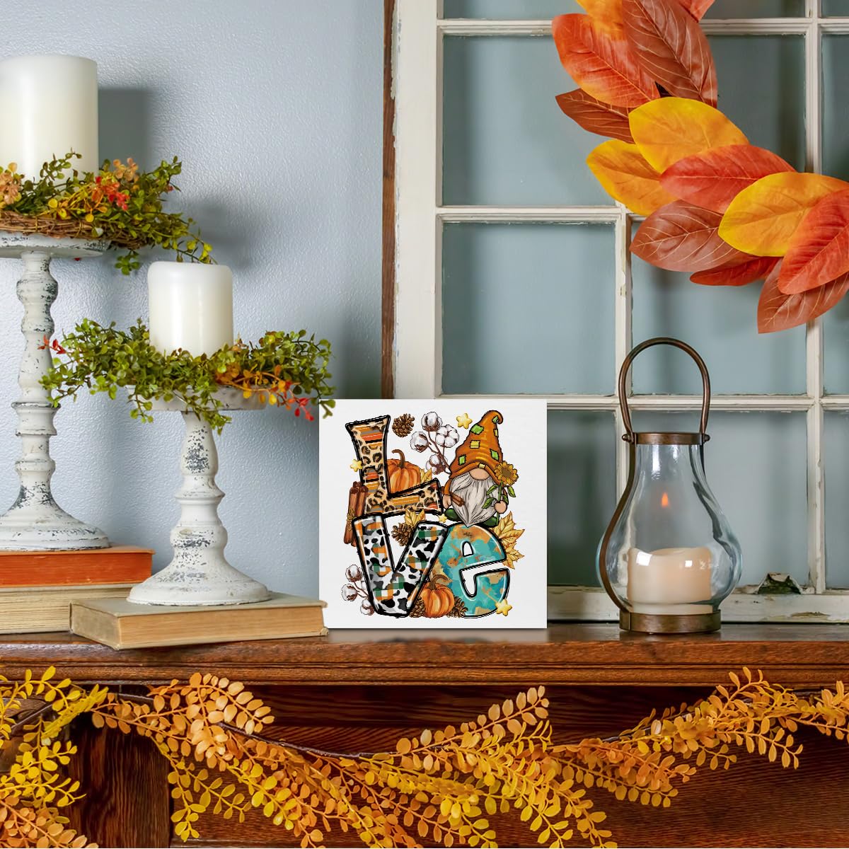 Fall Gnome Decorations for Home - Western Wood Box Sign with Sunflower Gnome, Farmhouse Office & Bedroom Decor - Perfect for Autumn Thanksgiving & Seasonal Home Styling