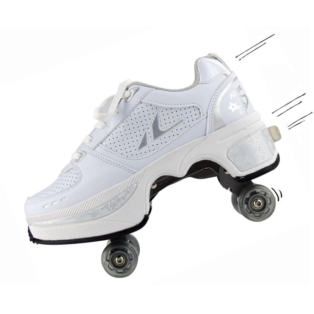 Women's Roller Skates with Retractable Wheels - Girls & Boys Inline Skates for Parkour & Outdoor Fun - Adjustable Quad Roller Shoes for Kids & Adults | Perfect for Skate Parks, Fitness & Street Skating