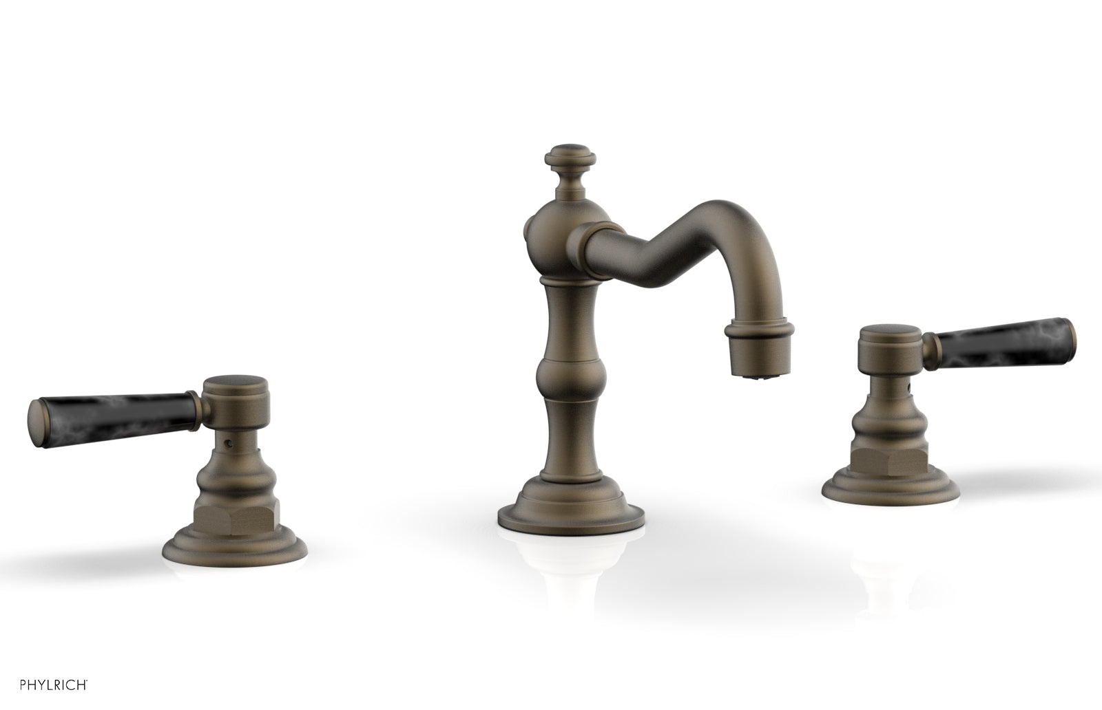Premium HENRI Widespread Bathroom Faucet with Black Marble Lever Handles - Model 161-03 | Elegant Sink Faucet for Modern Bathroom Vanities & Powder Rooms
