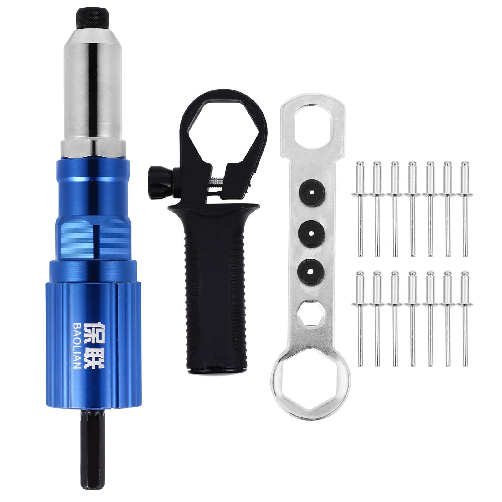 Wakauto Cordless Electric Riveting Drill Adapter Kit - 1 Set Electric Rivet Nut Tool for Cordless Drills | Perfect for Metalworking, Automotive Repairs & DIY Projects