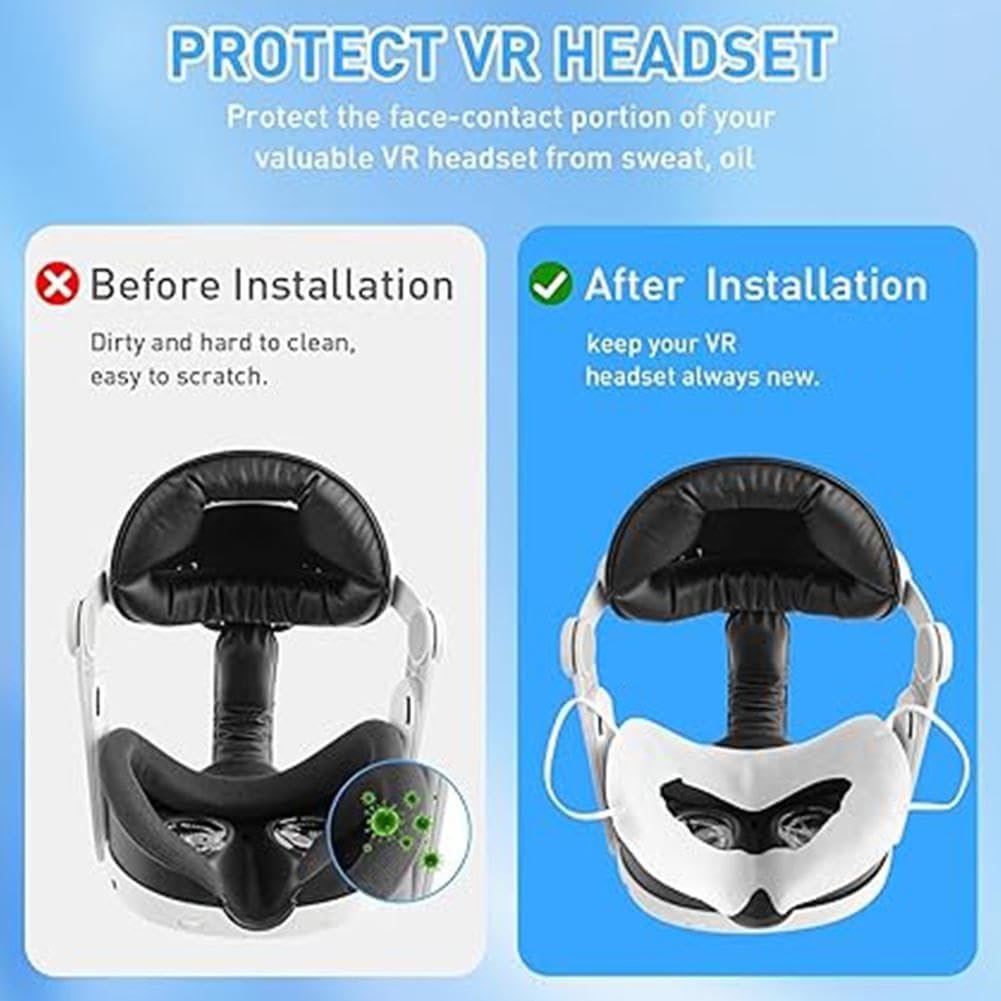 Breathable VR Eye Protection Mask - Face Cover for Apple Vision Pro, Sweatproof VR Headset Accessory - Disposable Face Mask Band for Gaming, Fitness & Virtual Reality Experiences