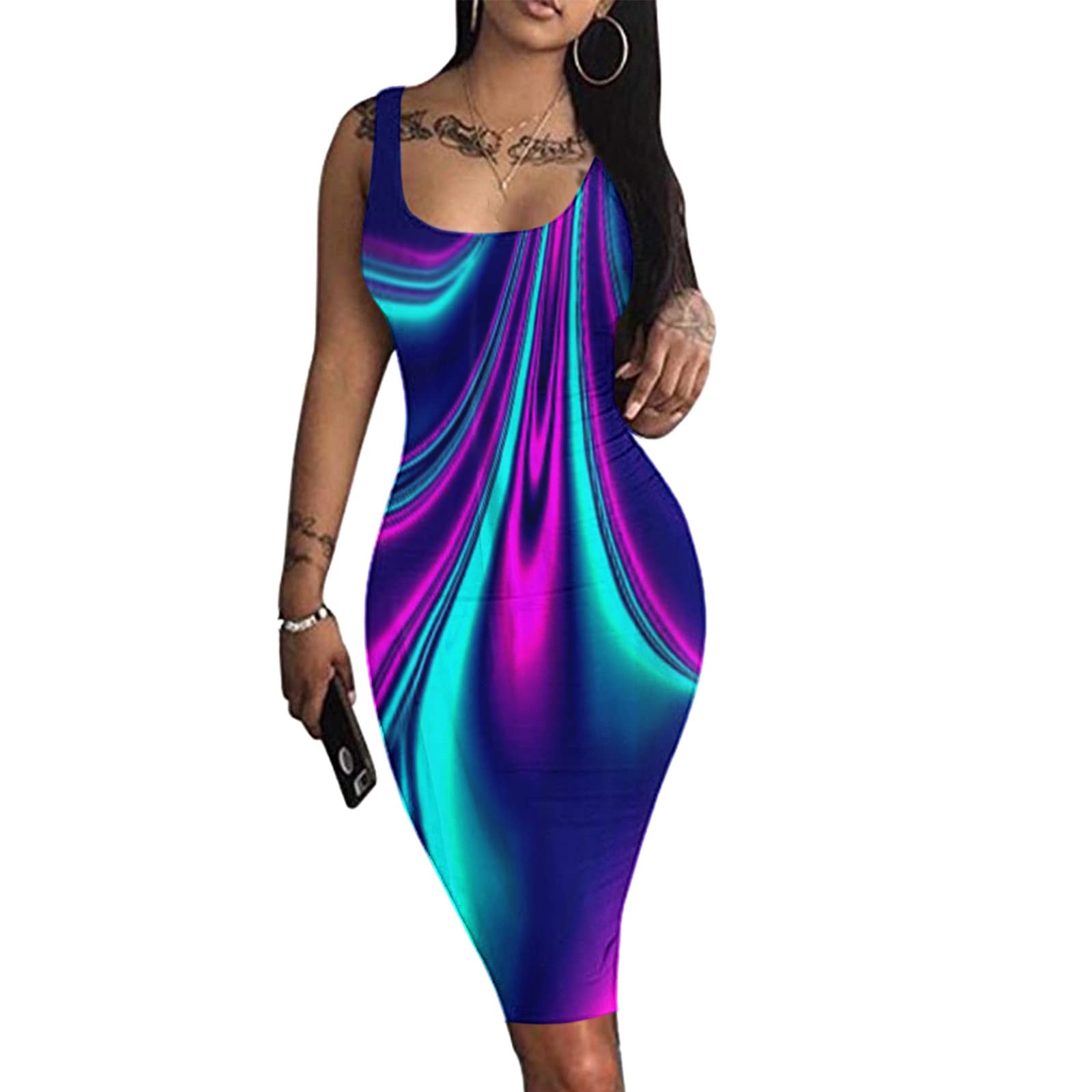 Sexy Plunge Neck Floral Print Bodycon Dress for Women - Backless Club Party Dress | Perfect for Night Out, Date Night, and Special Occasions