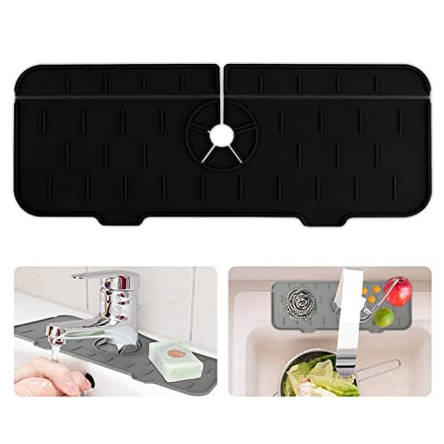 **Premium Silicone Kitchen Sink Splash Guard | Drip Catcher Tray & Faucet Handle Protector | Non-Slip Sink Mat for Farmhouse, RV & Bathroom | Ideal for Spill Prevention & Countertop Protection**    *(Use Cases: Perfect for kitchens, bathrooms, RVs, and farmhouse sinks to prevent water splashes, protect countertops, and keep faucet handles dry.)*