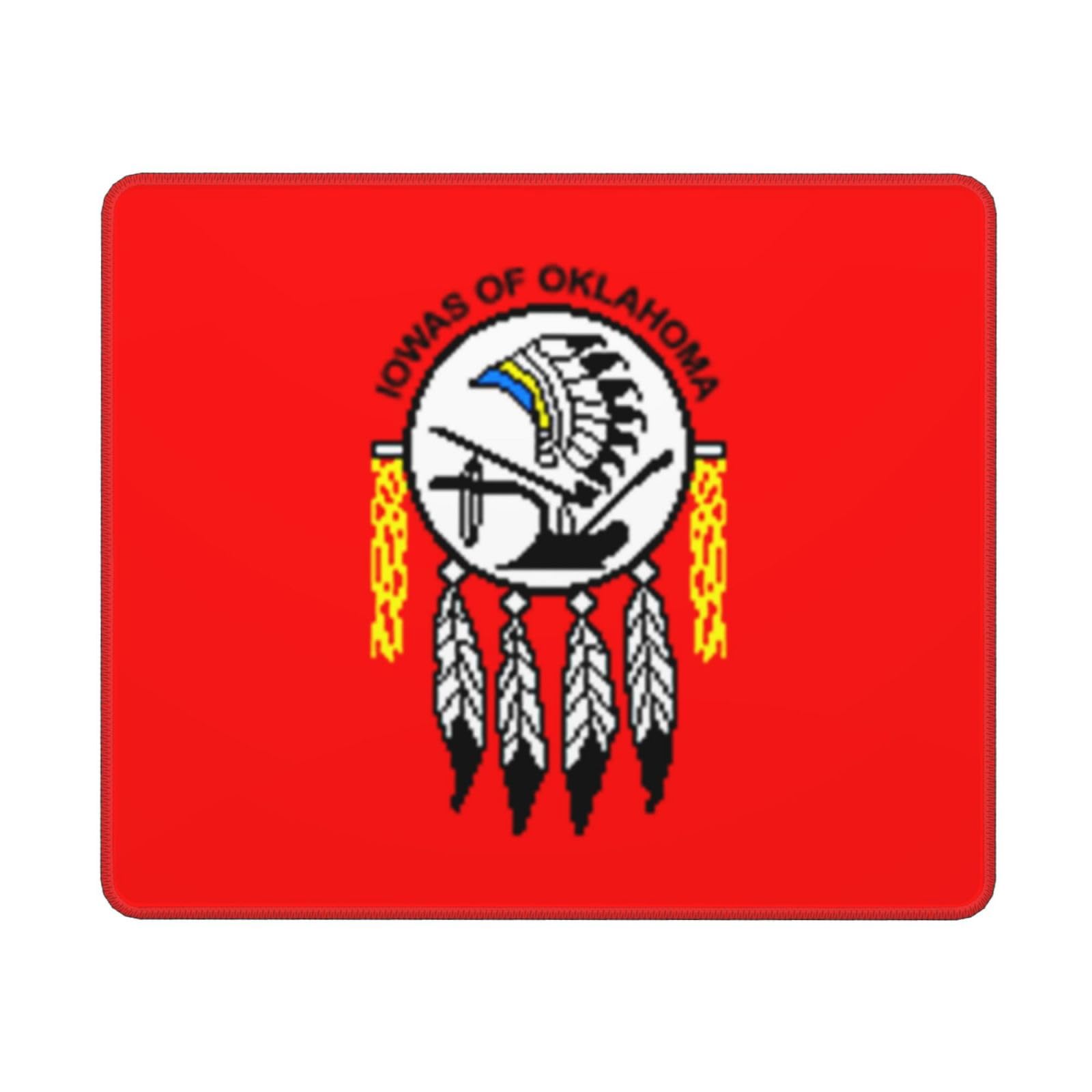 Oklahoma Iowa Tribe Flag Mouse Pad - 10x12 Inch Waterproof Non-Slip Rubber Gaming Mousepad for Office & Laptop Use - Perfect for Work, Gaming & Home Decor