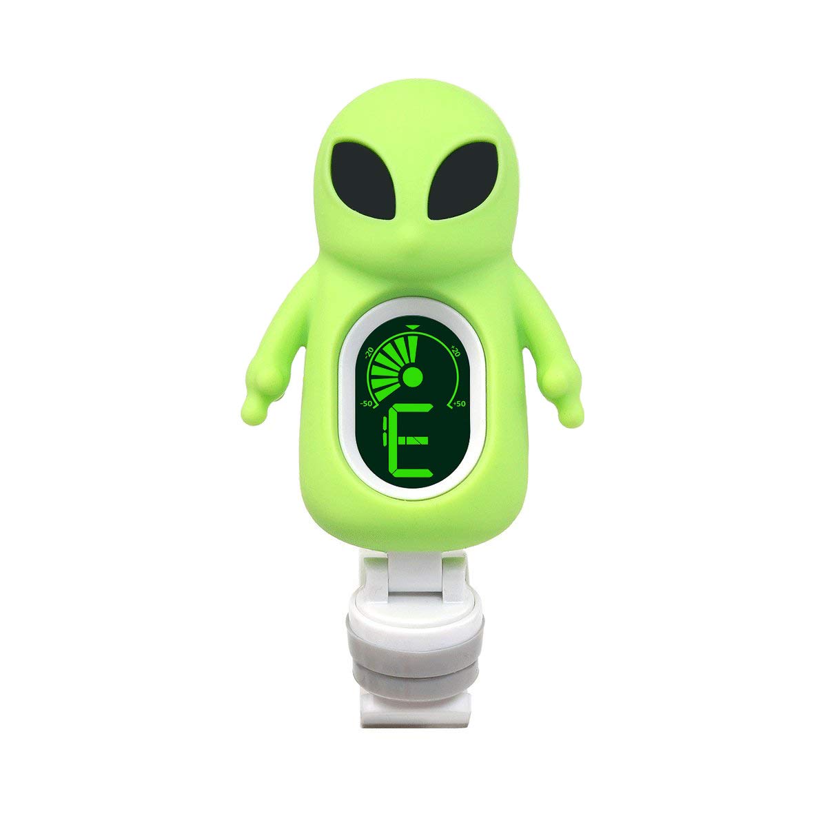 Clip-On Guitar Tuner with LCD Display - Cartoon Alien Design for Guitar, Bass, Ukulele, Violin - Accurate Tuning for All Ages & Skill Levels (Green) - Perfect for Live Performances, Practice & Music Lessons