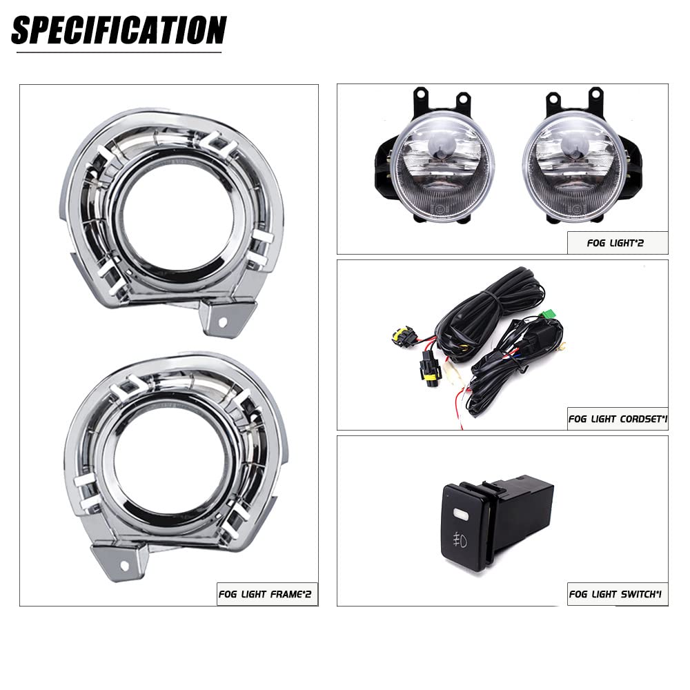 OEM Style Direct Replacement Fog Lights for Toyota Axio Fielder 2015-2017 - Includes Bulb, Switch, Wiring & Bezel (1 Set) - Perfect for Night Driving & Enhanced Visibility in Low-Light Conditions