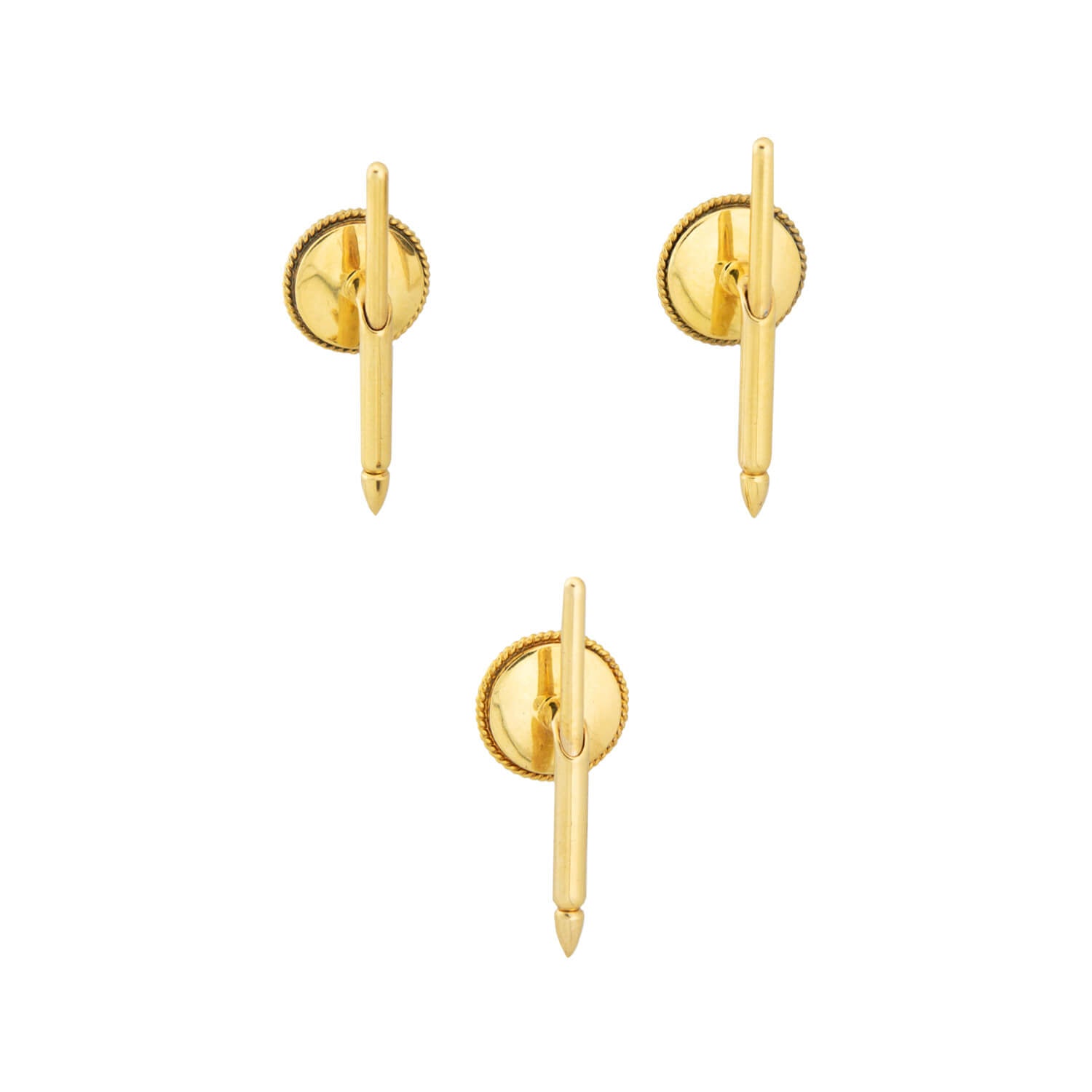Victorian Style 14k Gold Banded Agate Cabochon Cufflinks Set - 6 Piece Mens Jewelry Gift with Original Box - Perfect for Weddings, Formal Events & Business Attire