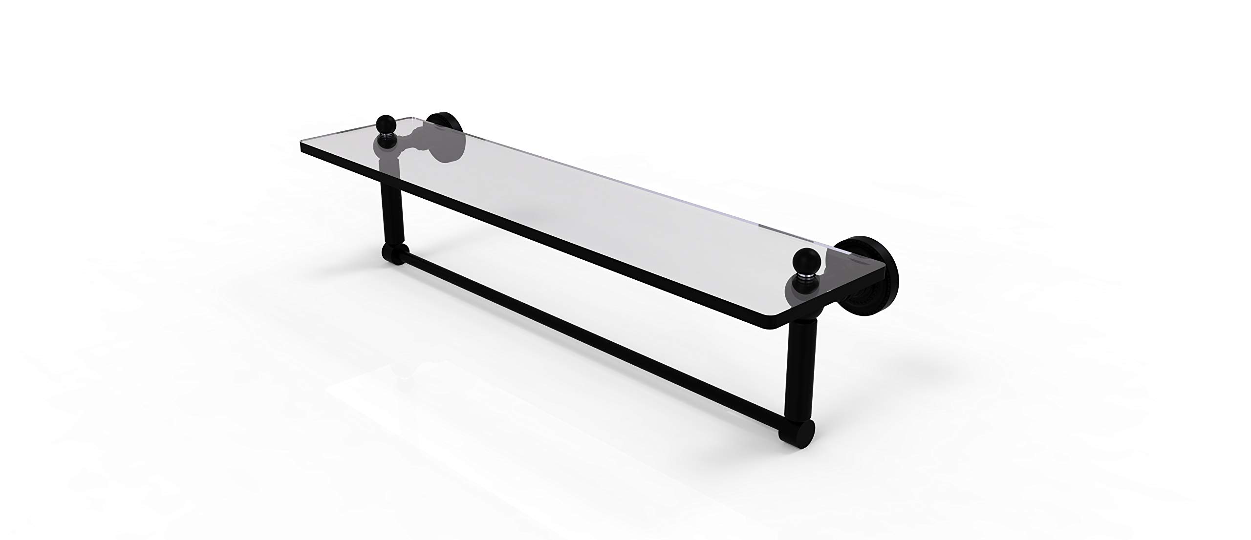 Allied Brass DT-1TB/22-BKM 22-Inch Glass Bathroom Shelf with Towel Bar - 5-Inch Depth, Modern Bathroom Storage Organizer for Towels, Toiletries & Decor (Brushed Black Finish) - Perfect for Small Bathrooms, Powder Rooms & Spa-Style Showers