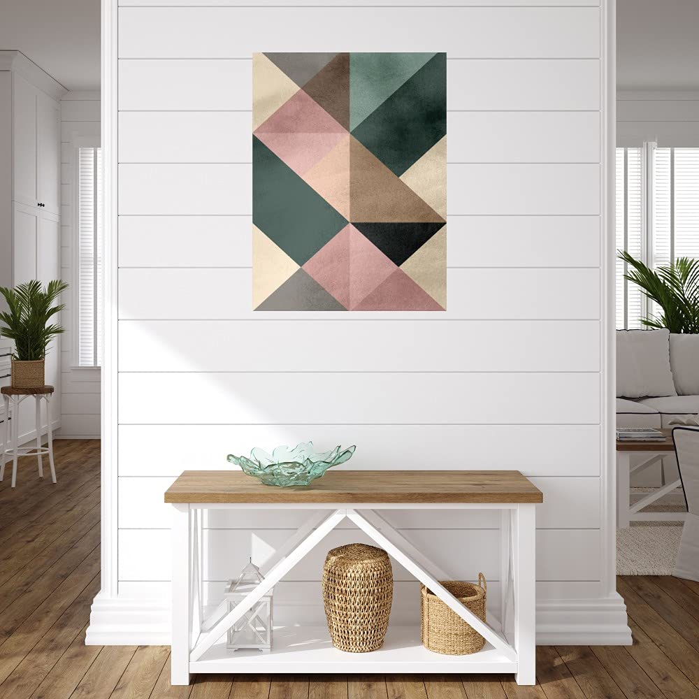 Modern Abstract Triangle Canvas Wall Art - Handmade Painting for Living Room, Bedroom, Office & More - Ready to Hang 35x46 Inch - Perfect for Home Decor, Gifts & Interior Design