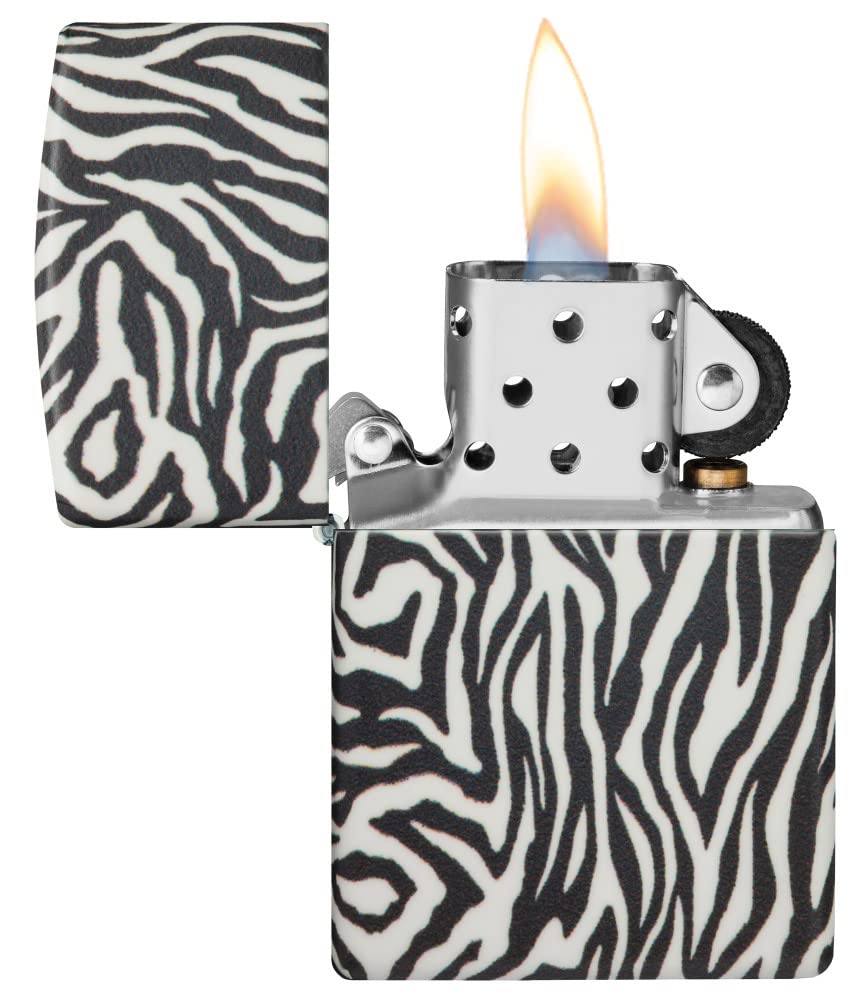 Zippo 540 Color Zebra Print Windproof Pocket Lighter - Perfect for Camping, Hiking, Outdoor Adventures & Everyday Carry (EDC)
