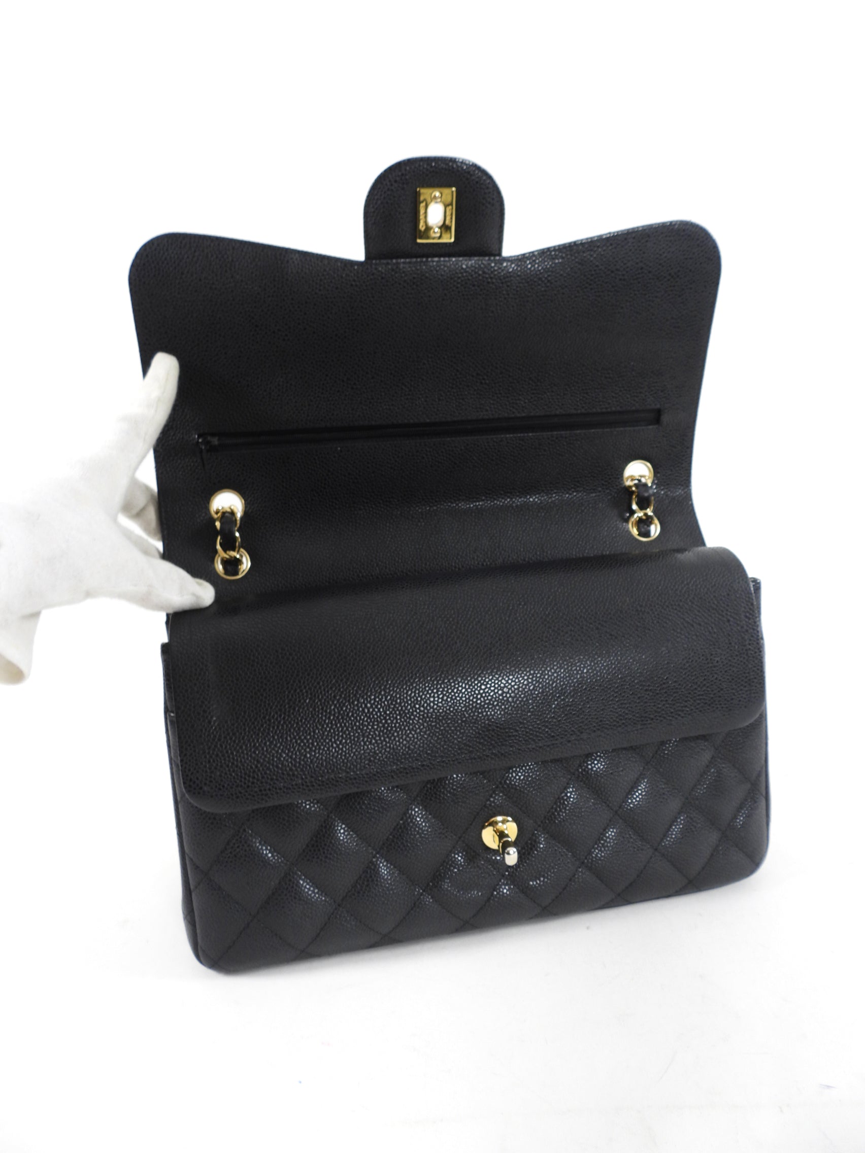 Chanel Black Caviar Jumbo Double Classic Flap Bag - Luxury Designer Handbag for Women | Perfect for Evening Events, Parties & Special Occasions