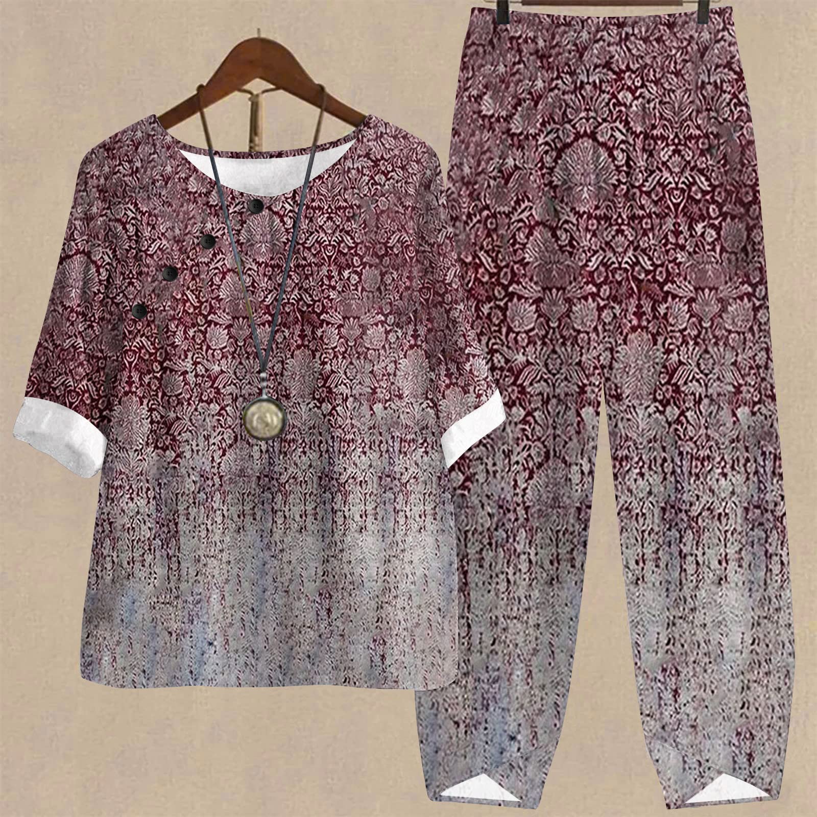 Oelaio Women's 2-Piece Lounge Set - Soft Linen Pajama Outfit with Cropped Sweater & Lounge Pants (3X, Red) - Cozy Christmas Pajamas for Women | Perfect for Holiday Relaxation, Gift Giving & Winter Lounging
