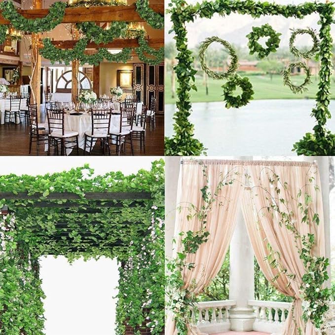 168ft Artificial Greenery Garland - Fake Foliage Ivy Vine with Watermelon Leaves for Home Decor, Wedding, Party Backdrop (Indoor/Outdoor Use) - Perfect for Wall Decor, Mantel Dressing, and Garden Accents