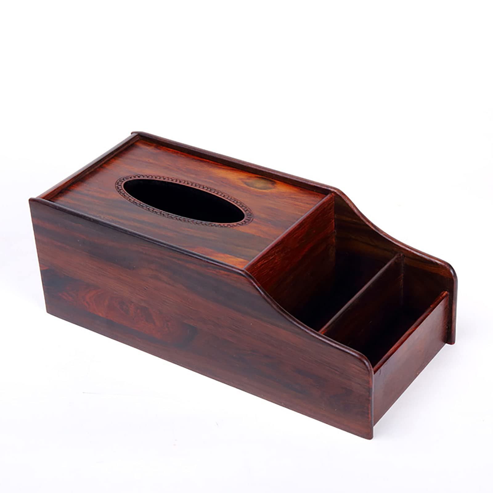 Decorative Tissue Box Cover - Brown Wooden Napkin Holder & Facial Tissue Paper Dispenser for Bathroom, Living Room, and Office Organization