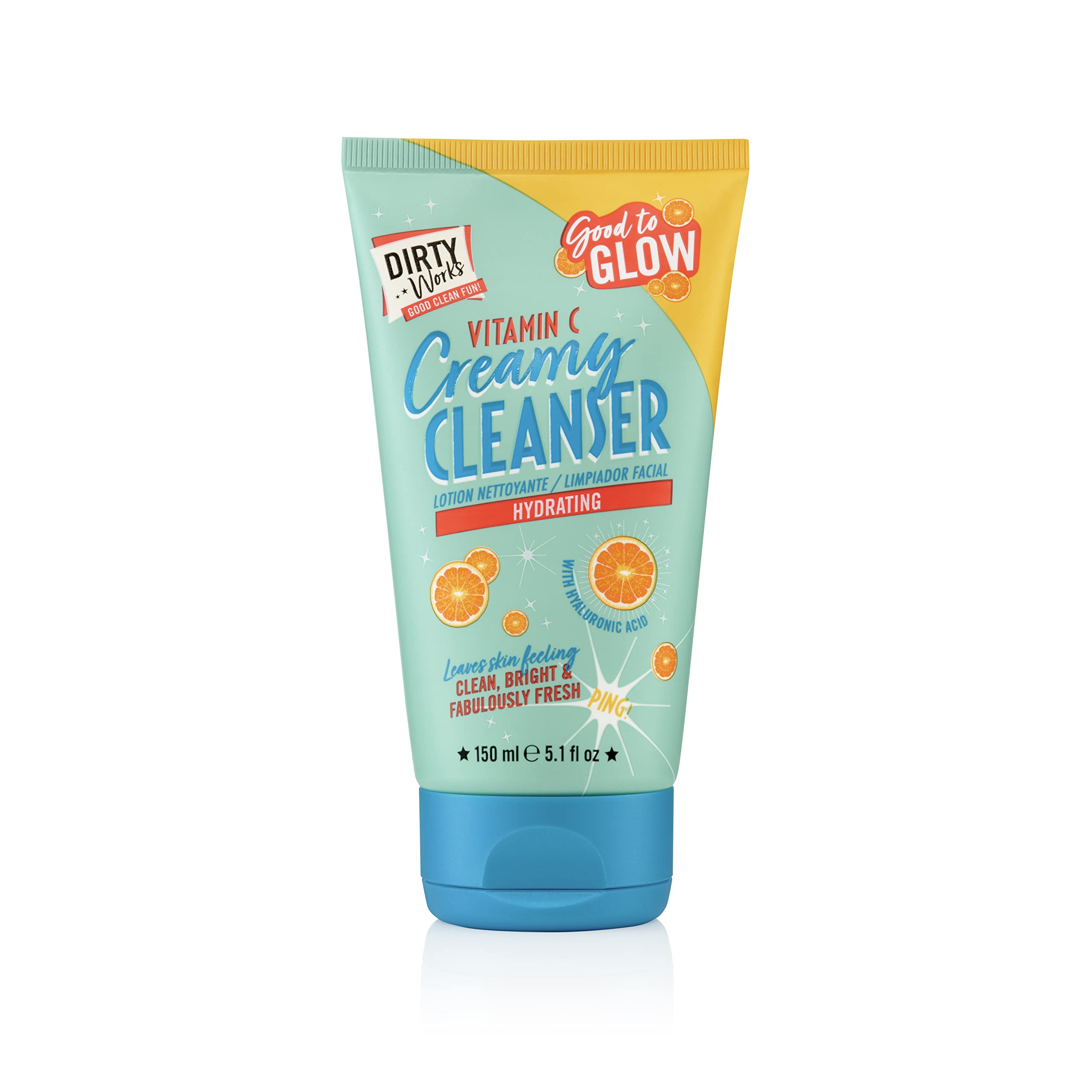 Dirty Works Good to Glow Facial Cleanser 150ml - Gentle Exfoliating Face Wash for Glowing Skin | Perfect for Daily Skincare Routine & Travel