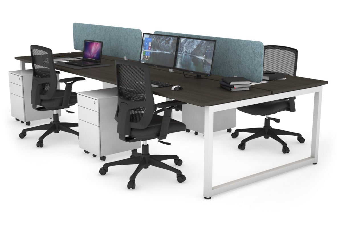 Quadro Loop Legs 4 Person Office Workstation Desk - 1800L x 700W - Modern Collaborative Workspace Solution for Team Projects & Office Meetings
