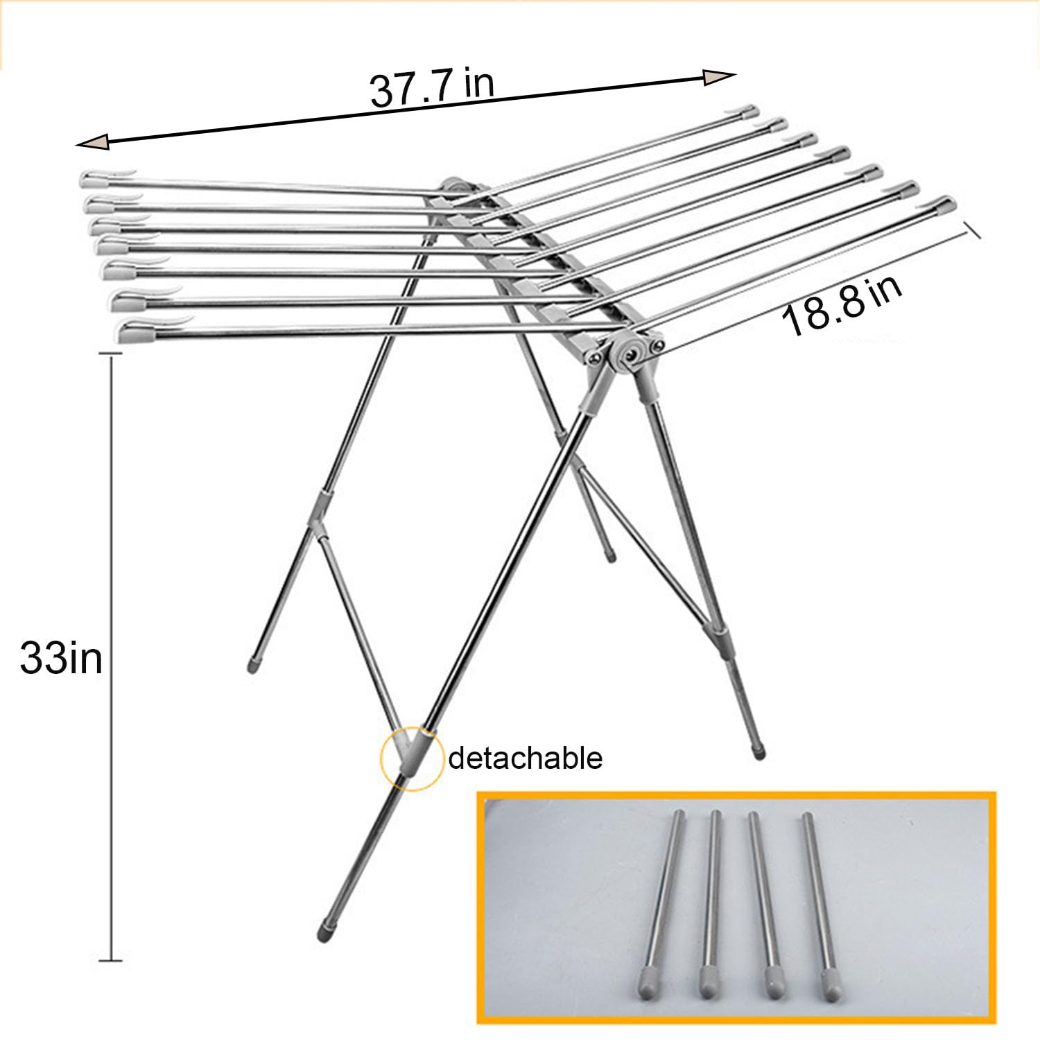 Stainless Steel Foldable Clothes Drying Rack - Multifunctional Laundry Hanger & Towel Rack for Indoor/Outdoor Use | Space-Saving Floor Stand for Bedroom, Balcony & Small Apartments