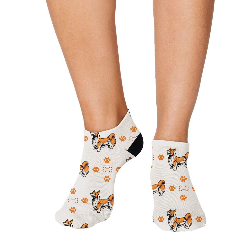 Welsh Corgi No Show Socks for Women & Men - Breathable Polyester Ankle Socks with Fun Pembroke Dog Design - Perfect for Casual Wear, Gifts, and Pet Lovers