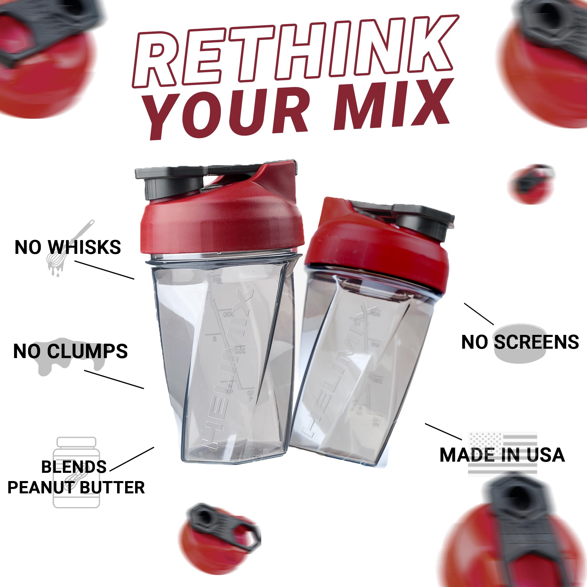 HELIMIX 1.5 Vortex Blender Shaker Bottle - 20oz BPA-Free Protein Mixer for Gym & Travel | No Blending Ball Needed | USA Made | Perfect for Protein Shakes, Smoothies & Cocktails | Dishwasher Safe (Top Rack) | Ideal for Pre-Workout, Post-Workout & On-The-Go Nutrition