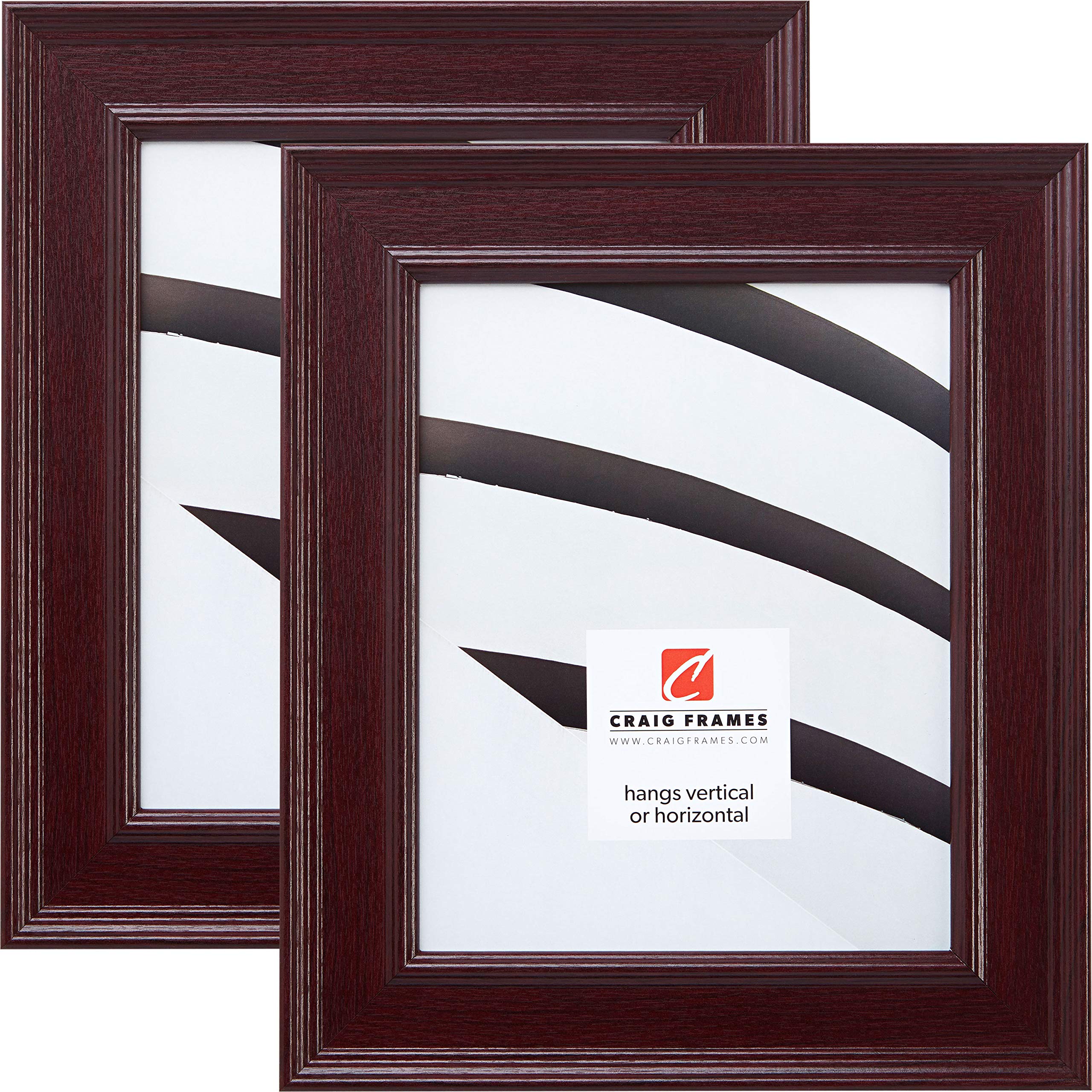 Craig Frames FM97MA 5x7 Inch Mahogany Red Picture Frame Set of 2 - Perfect for Wall Decor, Tabletop Display, and Photo Gifts