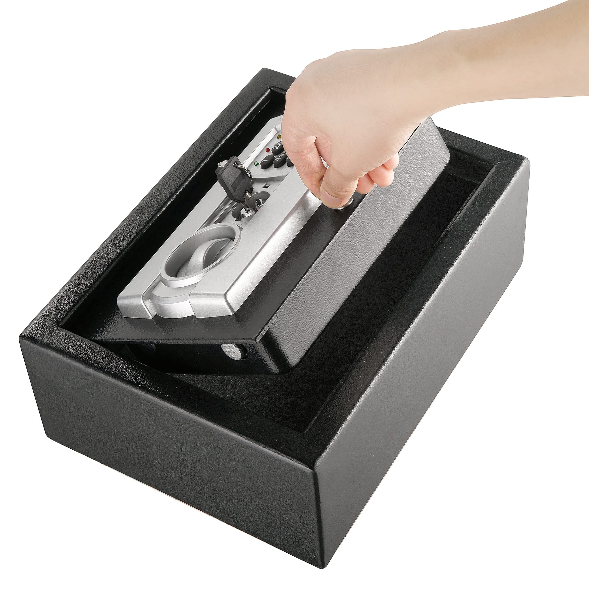 Paragon Safes 7730 Digital Security Drawer Safe with 2 Keys – Heavy Duty Steel Lockbox for Home, Office & Car Use | Dark Gray 83-DT5914 | Perfect for Jewelry, Cash & Documents Protection