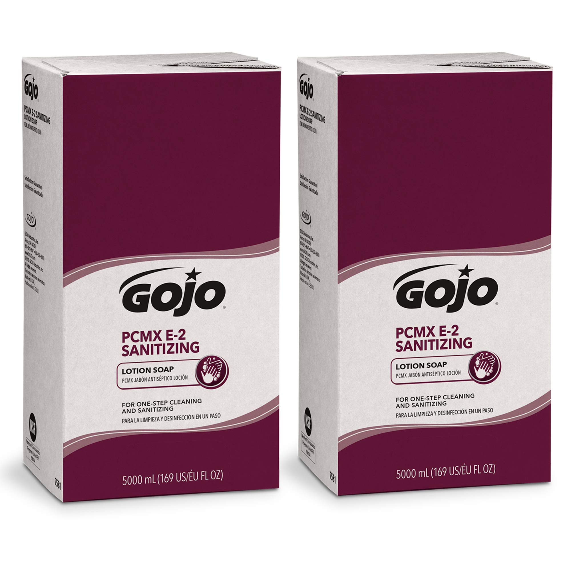 GOJO PCMX E2 Antibacterial Hand Soap Refill, Fragrance Free, 5000 mL (Pack of 2) - Sanitizing Lotion for Hospitals, Clinics & Food Service | PRO TDX Push-Style Dispenser Compatible