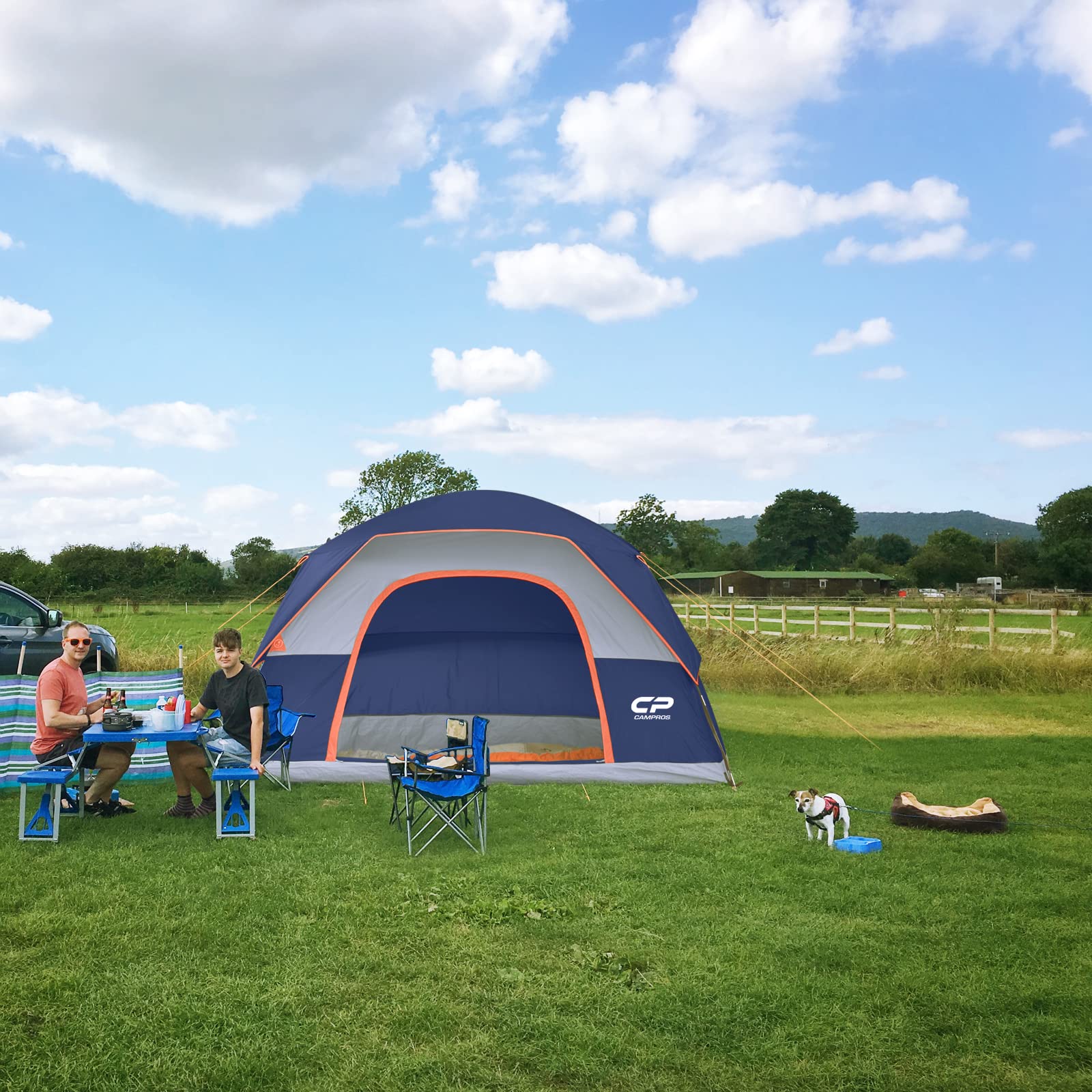 CP Tent 3/4/6/8 Person Waterproof Windproof Family Camping Tent with Rainfly - Large Mesh Windows & Wide Door for Easy Setup - Portable Dome Tent with Carry Bag - Perfect for Outdoor Adventures, Family Camping Trips & Backpacking