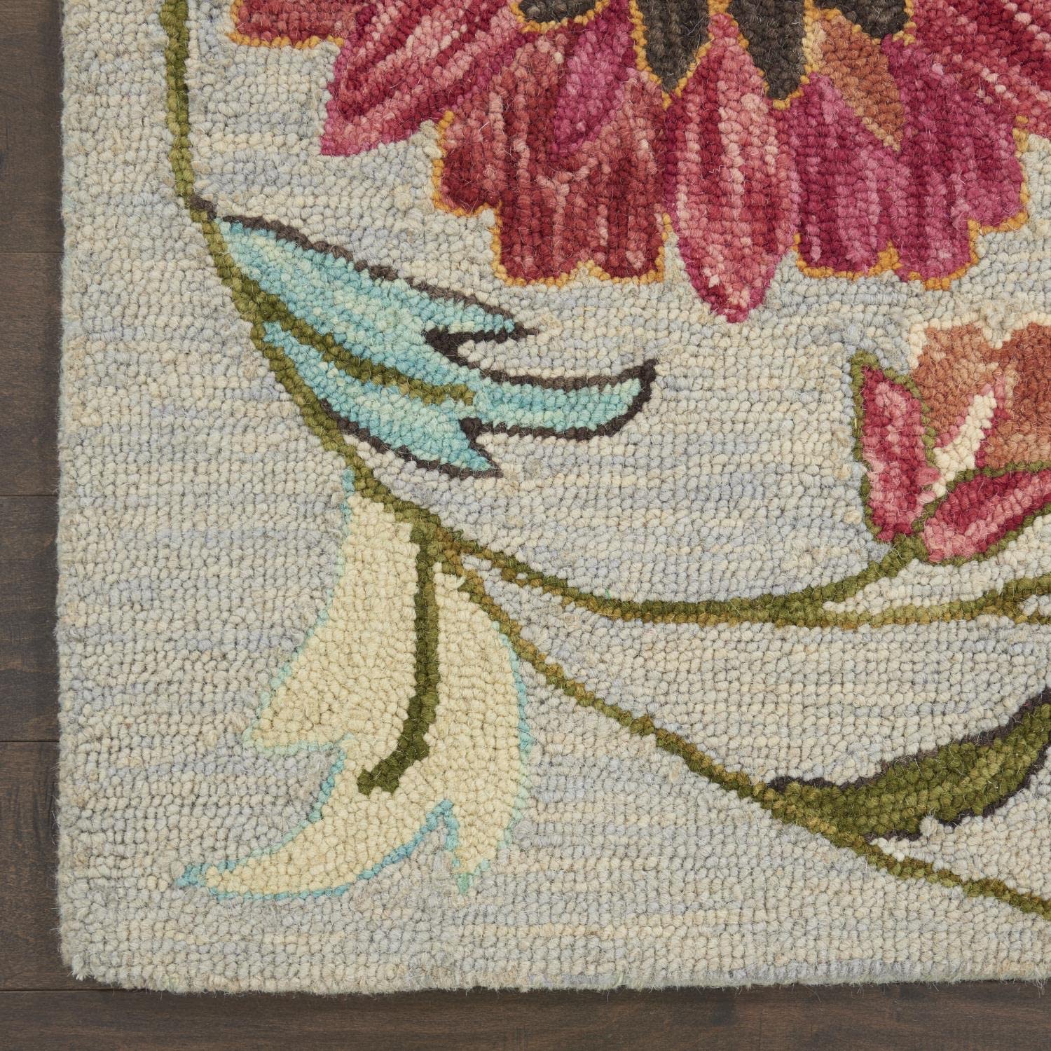 Nourison Bahari Floral Grey/Multi 8' x 10' Area Rug - Easy Cleaning, Non-Shedding, Stain Resistant for Bedroom, Living Room, Dining Room & Kitchen | Perfect for Home Decor, Family Gatherings & Pet-Friendly Spaces (8x10)