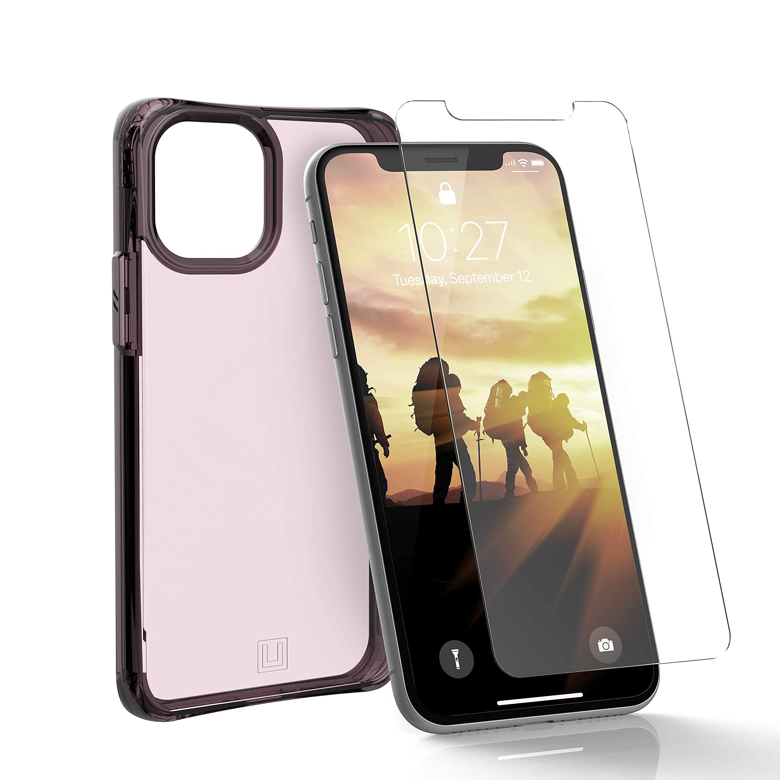 URBAN ARMOR GEAR [U] by UAG iPhone 12 Pro Max Case (6.7-inch) - Matte Aubergine & Tempered Glass Screen Protector | Military Drop Tested | Slim Protective Cover for Everyday Use & Outdoor Activities