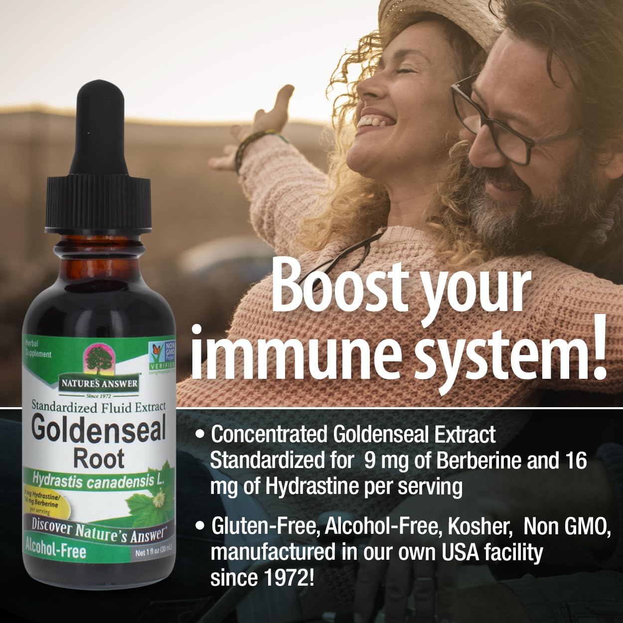 Nature's Answer Goldenseal Root Herbal Supplement - Immune System Support, Gluten-Free & Alcohol-Free (1oz) - Ideal for Daily Wellness & Natural Immune Boost