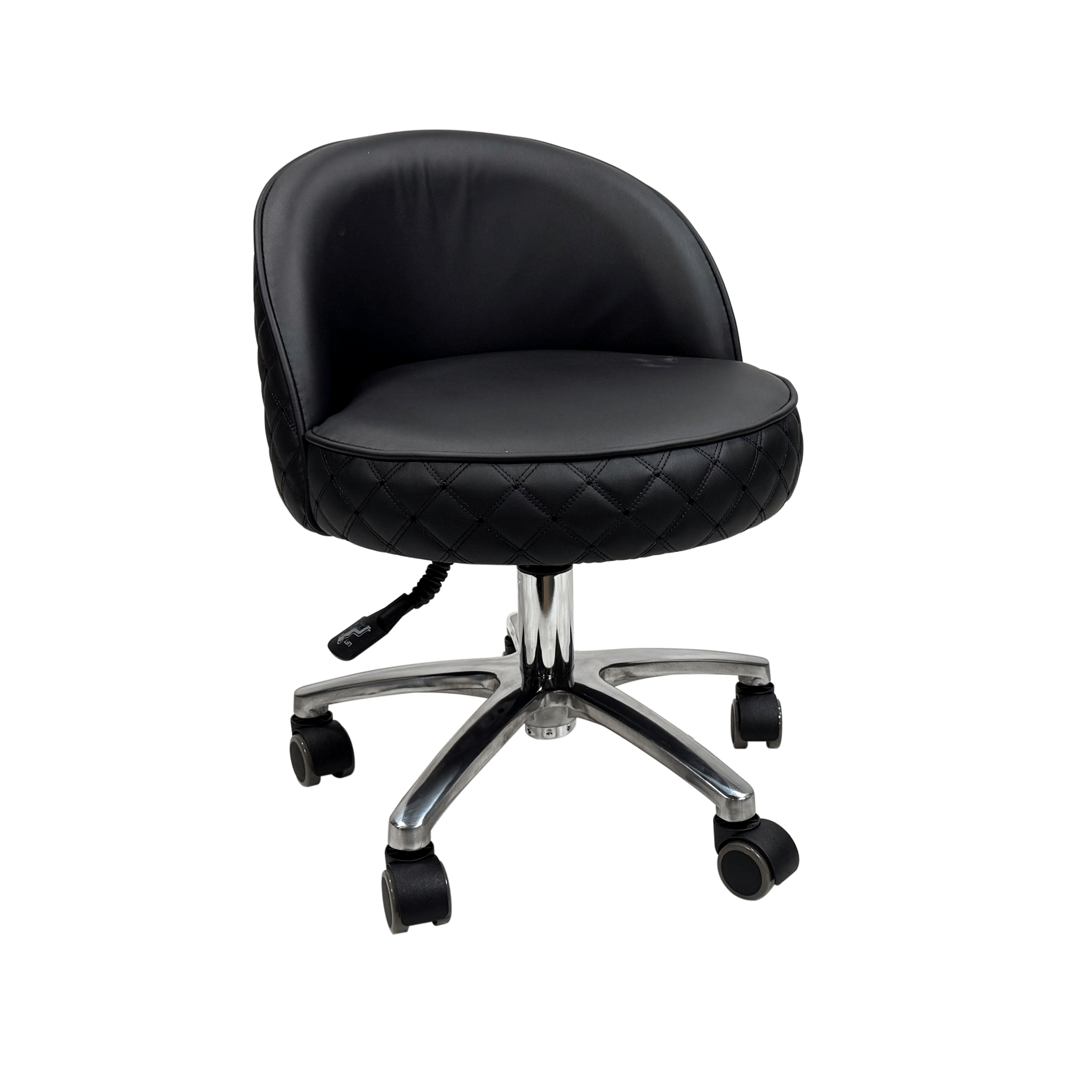 FIORI Ergonomic Nail Technician Stool for Pedicure & Manicure - Adjustable Rolling Stool with Back Support for Salon, Spa & Home Use