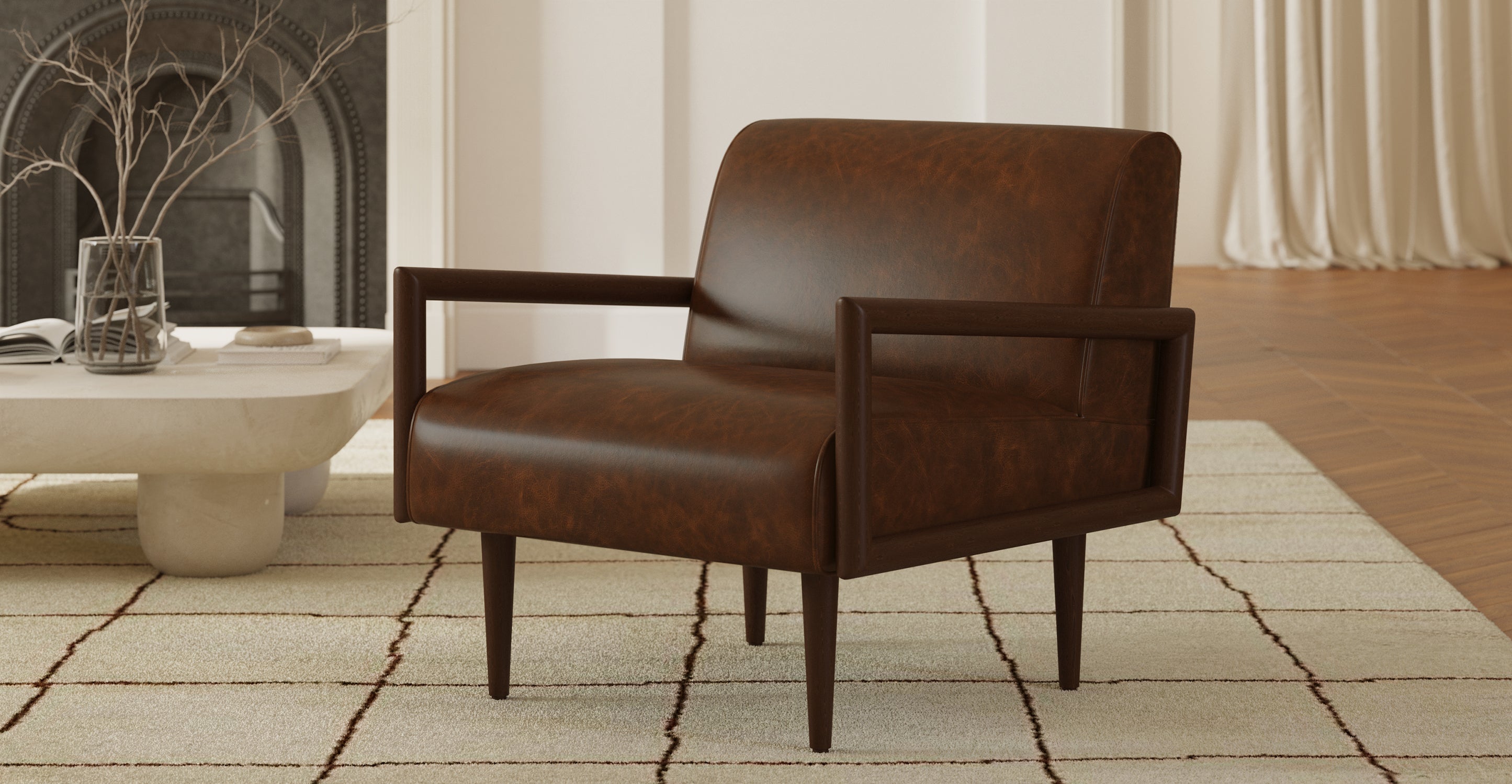 Viborg Modern Lounge Chair - Comfortable Accent Chair for Living Room, Bedroom, Office - Soft Upholstered Fabric with Sturdy Wooden Legs - Perfect for Relaxing, Reading, or Napping