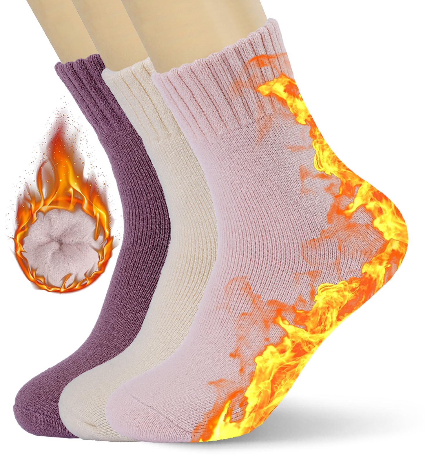 KANAV Women's Thermal Winter Socks - Thick Soft Warm Slouch Socks for Cold Weather, Cozy & Comfortable - Perfect for Snow Boots, Hiking, and Indoor Lounging
