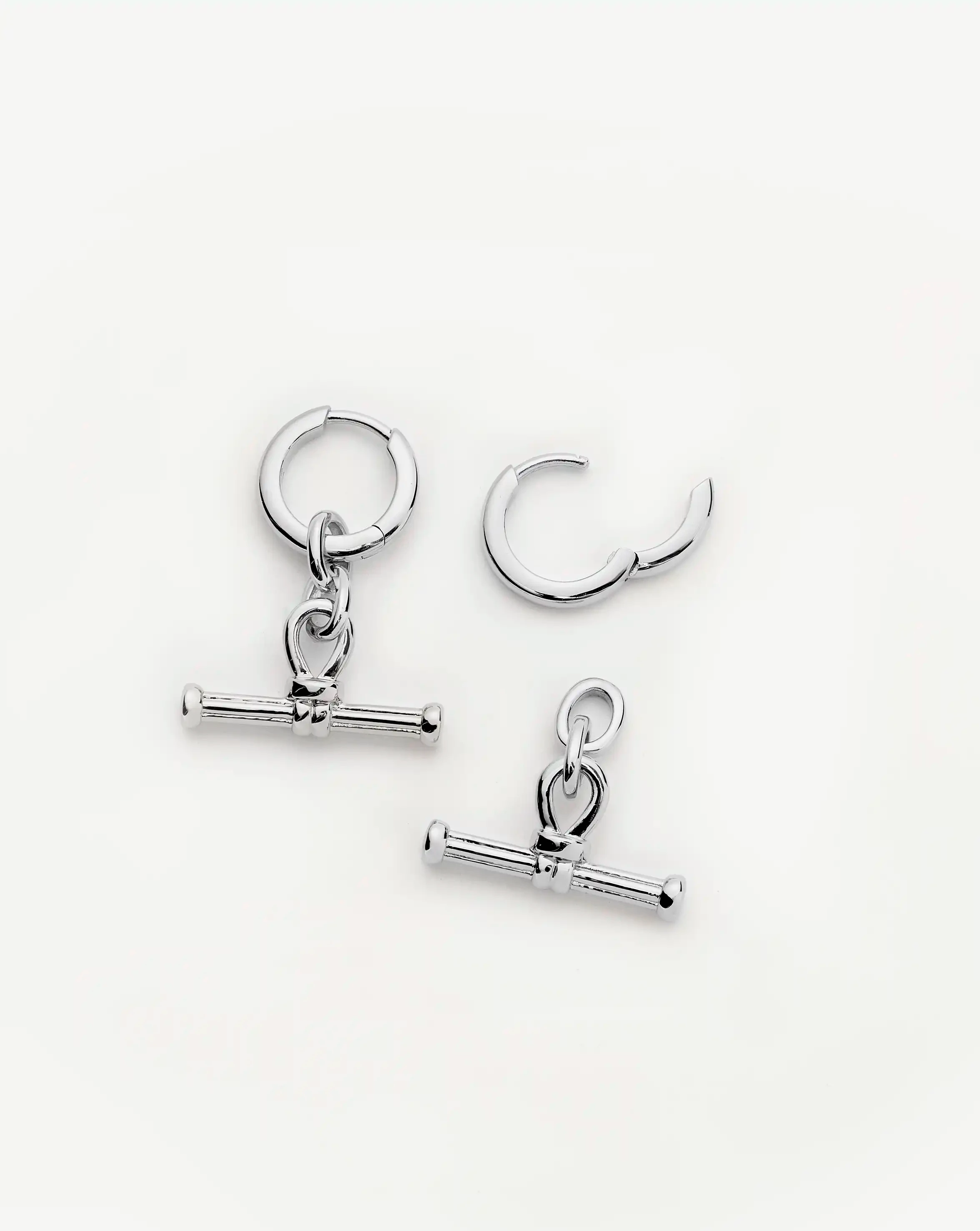 Ridge T Bar Drop Huggie Earrings - Silver Plated Hoop Earrings for Women | Perfect for Everyday Wear, Parties & Special Occasions