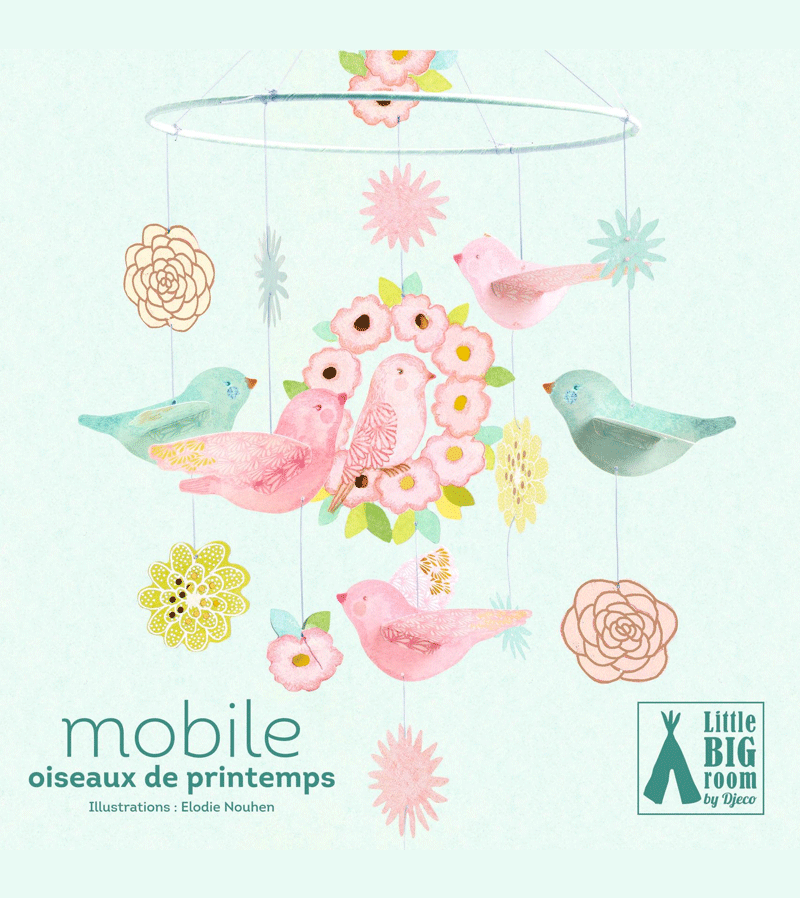 DJECO Spring Birds Mobile - Handcrafted Nursery Decor for Baby Rooms | Perfect for Newborns, Cribs & Playtime