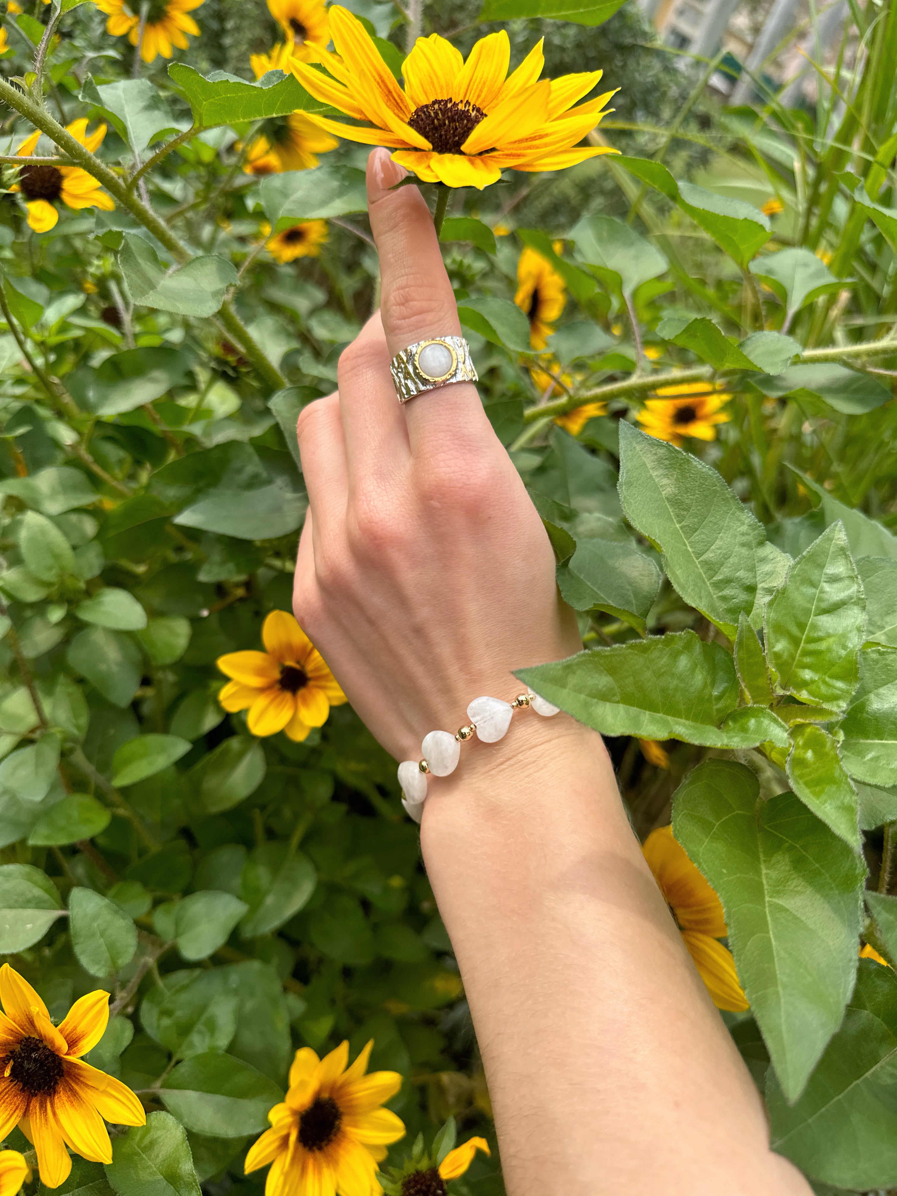 Heart Shaped Moonstone Adjustable Bracelet for Women - LB017 | Elegant Boho Jewelry Gift for Her, Birthday, Anniversary & Special Occasions