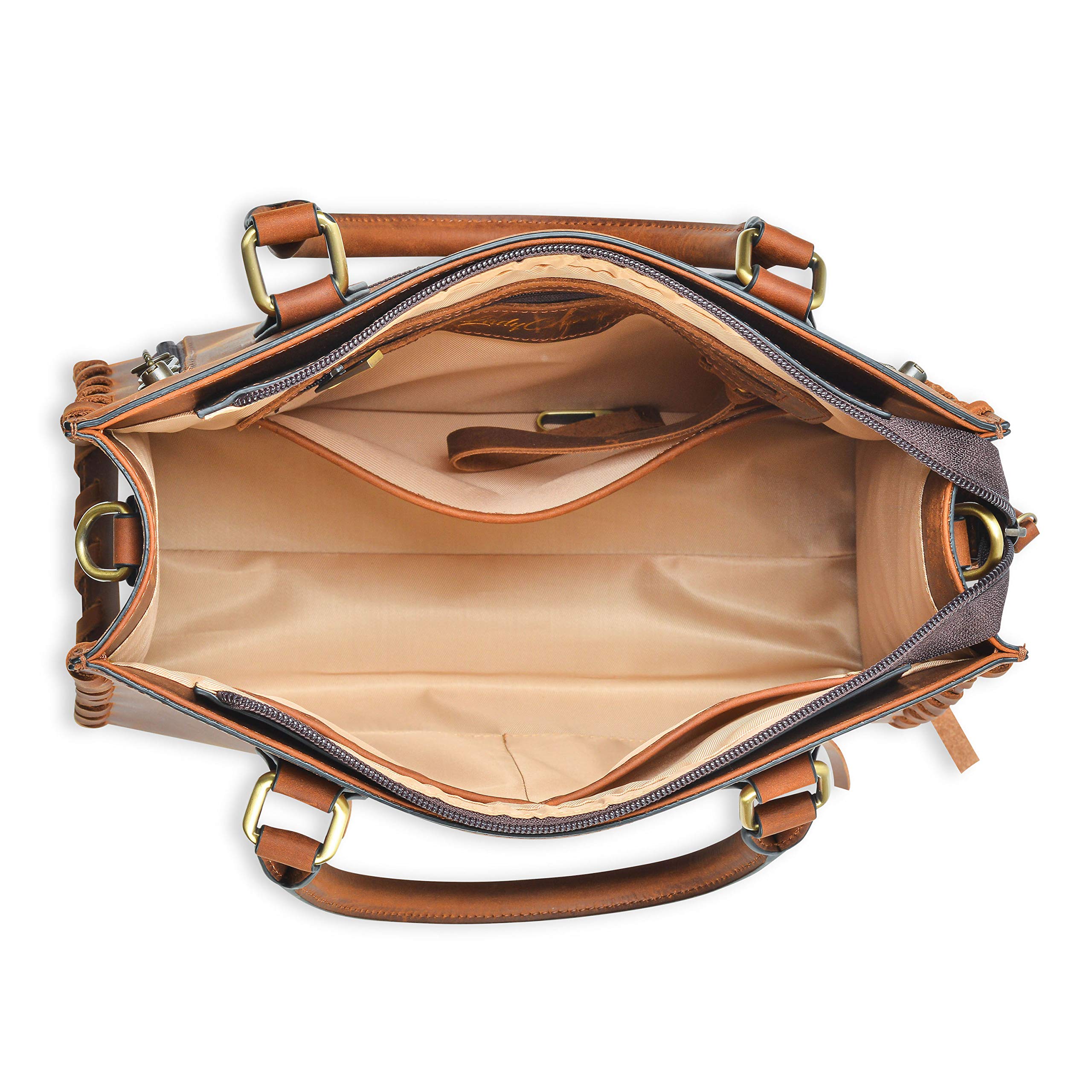 Concealed Carry Emma Satchel - Women's Shoulder Bag & Crossbody Purse with Removable Gun Holster - Distressed Brown Leather - Perfect for Everyday Carry, Travel & Self Defense