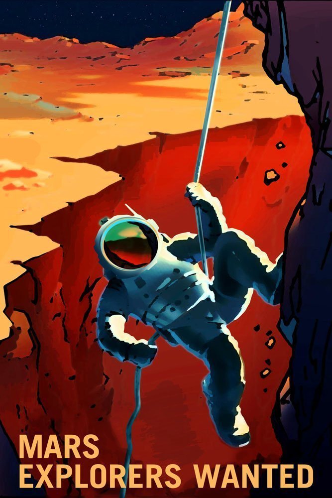 Vintage NASA Mars & Moon Exploration Sci-Fi Poster - 36