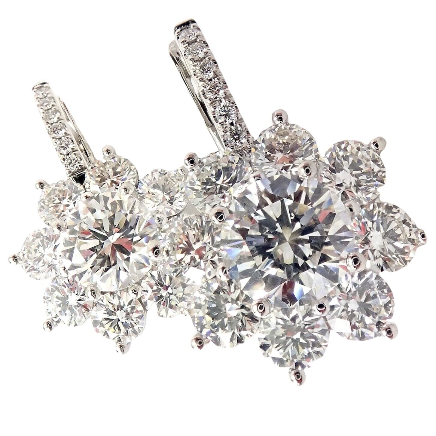 Authentic T Foster & Co Platinum Flower 4.84ctw Diamond Stud Halo Earrings with GIA Certification - Perfect for Weddings, Anniversaries & Special Occasions