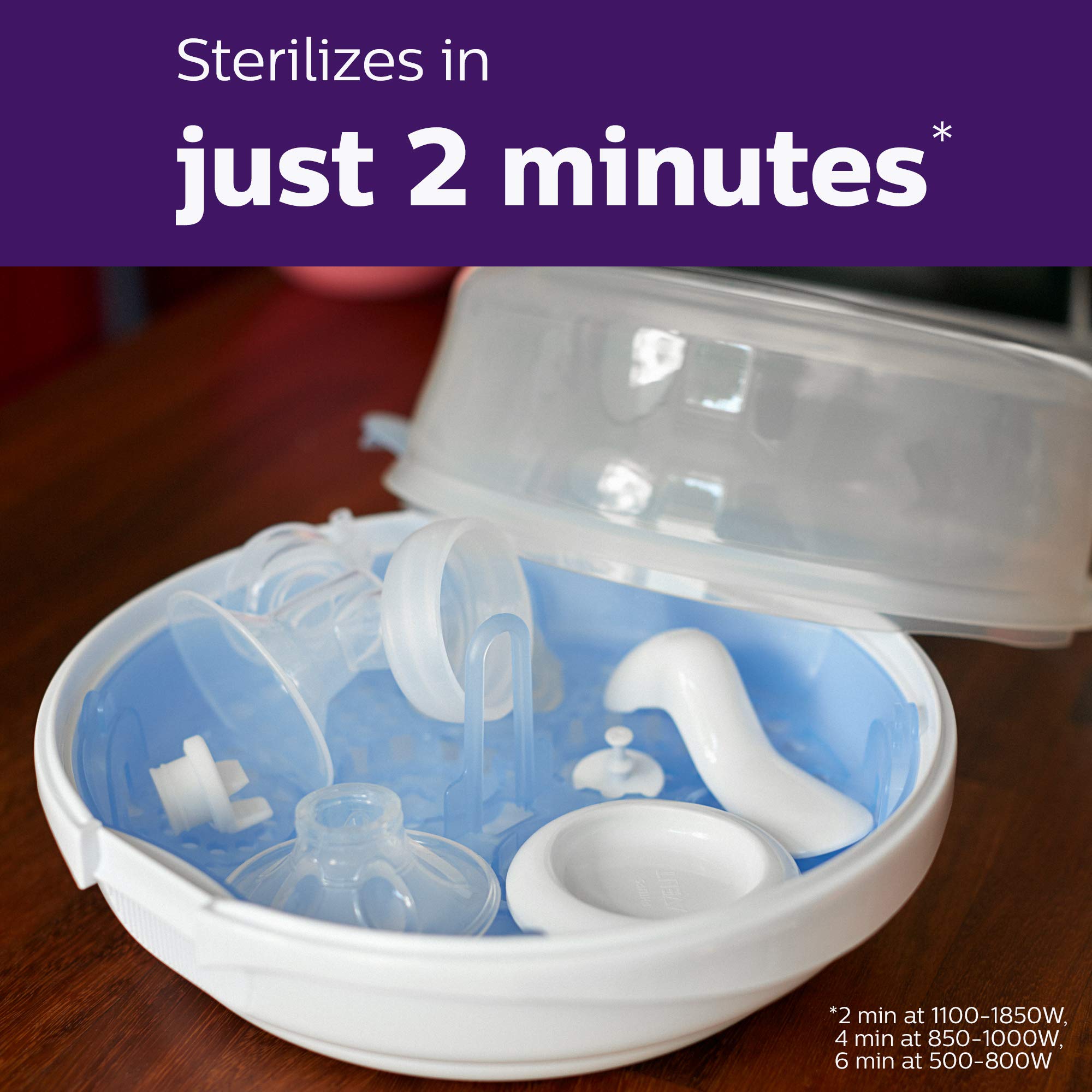 Philips AVENT Microwave Steam Sterilizer for Baby Bottles, Pacifiers & Cups - SCF281/05 | Fast & Easy Sterilization for Infant Feeding Accessories | Perfect for Travel, Daycare & Home Use