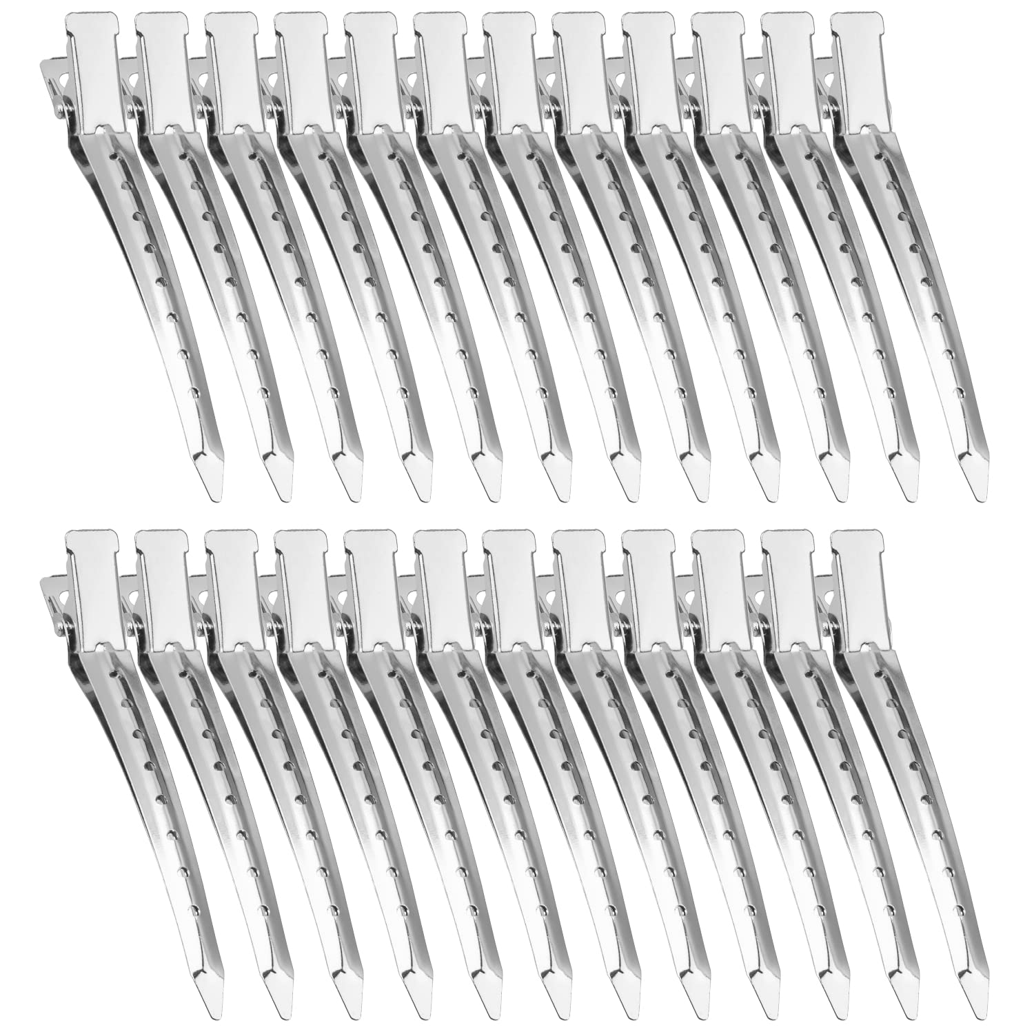 24 Pcs Duck Bill Hair Clips - BetyBedy 3.5 Inch Metal Alligator Clips for Hair Styling, Coloring, Sectioning - Silver Hair Rollers for Thick Hair - Perfect for Salon, DIY Hair Care & Home Use