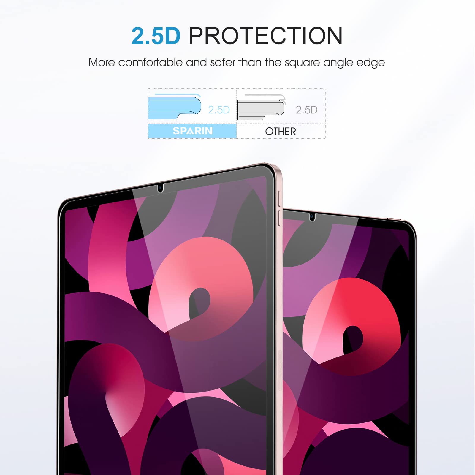 [2-Pack] SPARIN Tempered Glass Screen Protector for iPad Air 5th/4th Generation 10.9 Inch - Anti-Scratch, Bubble-Free, HD Clear Protection for Work, Study & Entertainment