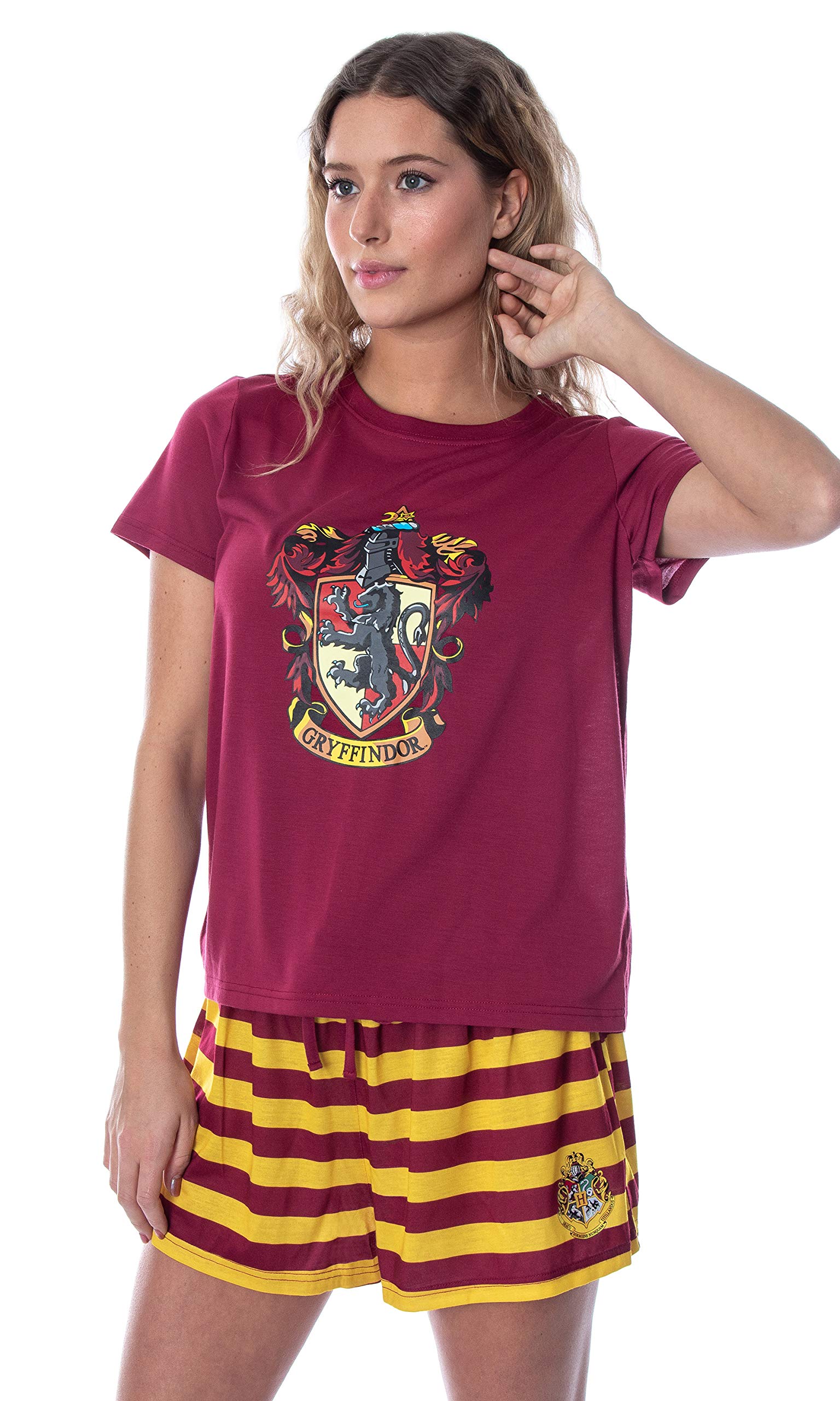 Harry Potter Women's Hogwarts Castle Pajama Set - Gryffindor, Slytherin, Hufflepuff & Ravenclaw House Themed Sleepwear for Fans | Cozy Lounge & Sleepwear for Movie Nights & Halloween Costumes