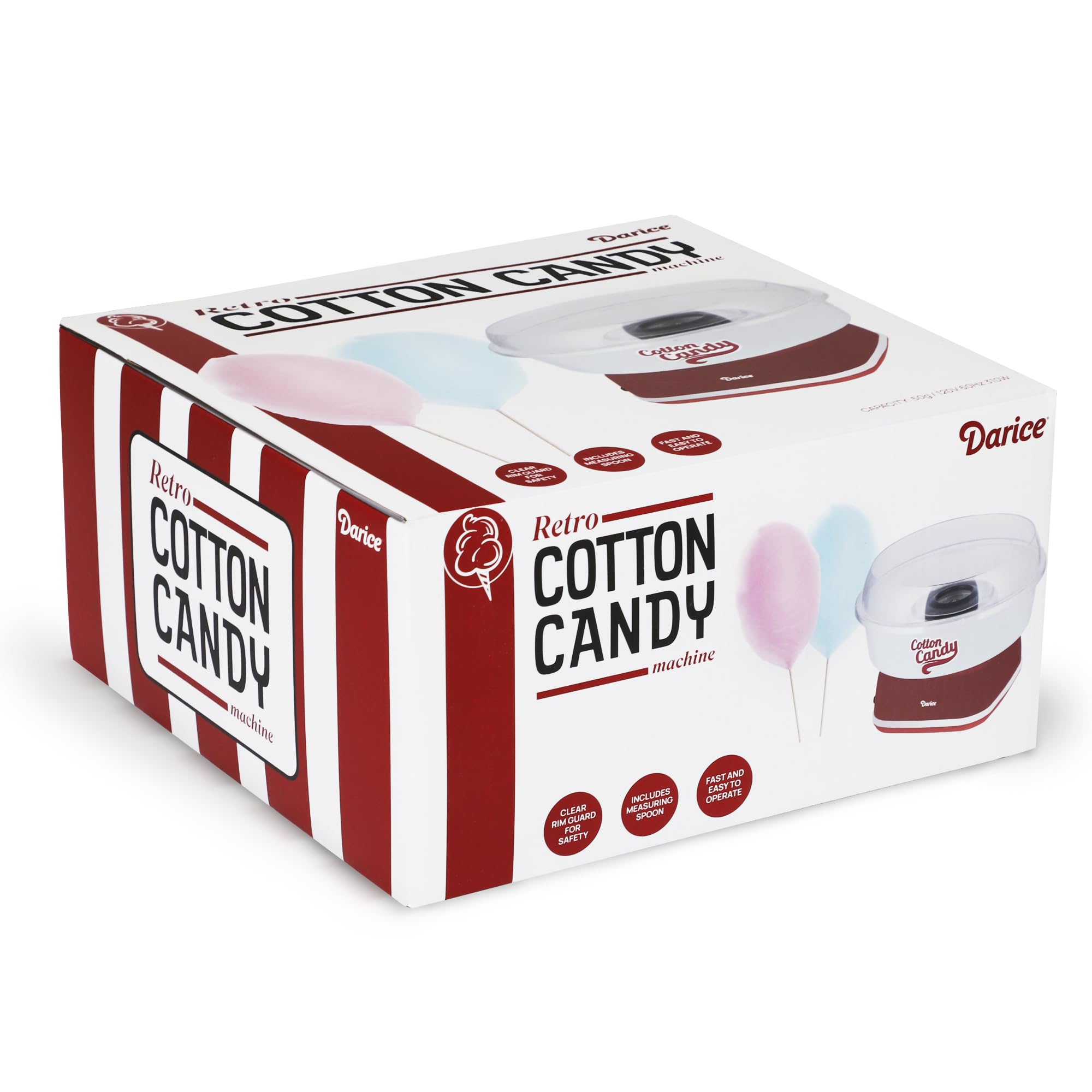 Darice Retro Cotton Candy Maker Machine for Homemade Sweets - Perfect for Birthday Parties, Carnivals & Family Gatherings - Works with Flossing Sugar or Hard Candy - Create Fun Treats at Home, Events & Festivals